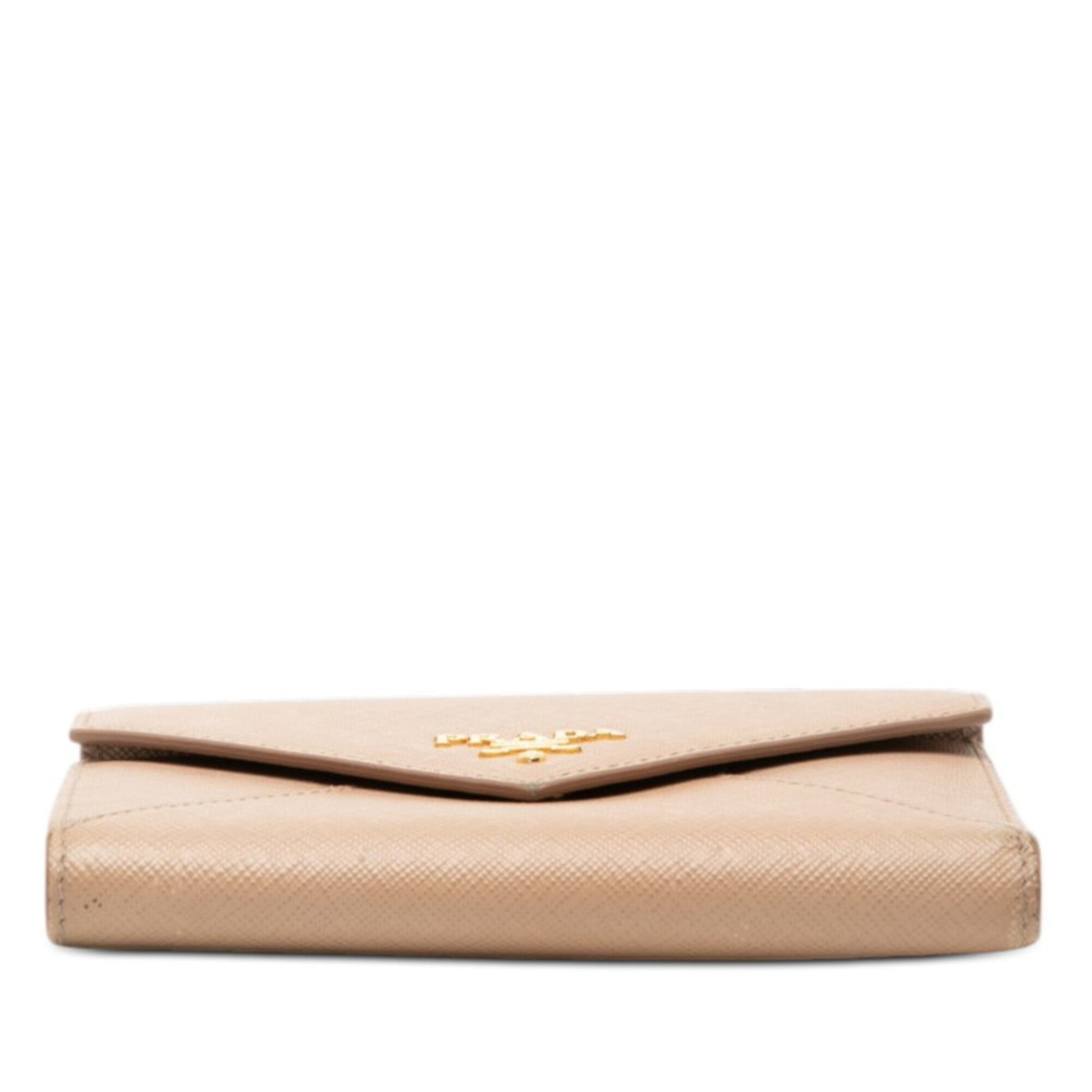 Prada Beige Leather Wallet (Tri-Fold) (Pre-Owned)