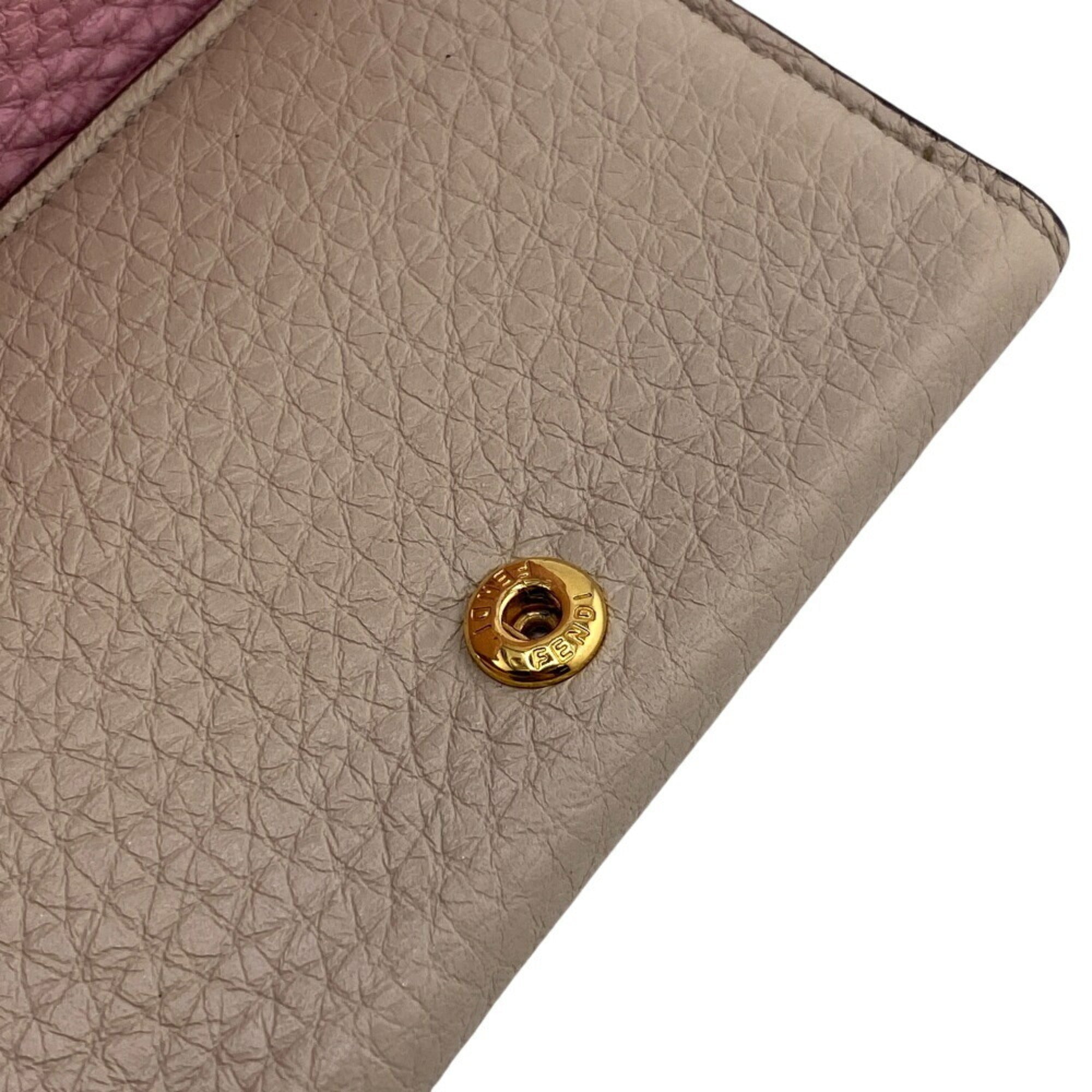Fendi Beige Leather Wallet (Tri-Fold) (Pre-Owned)
