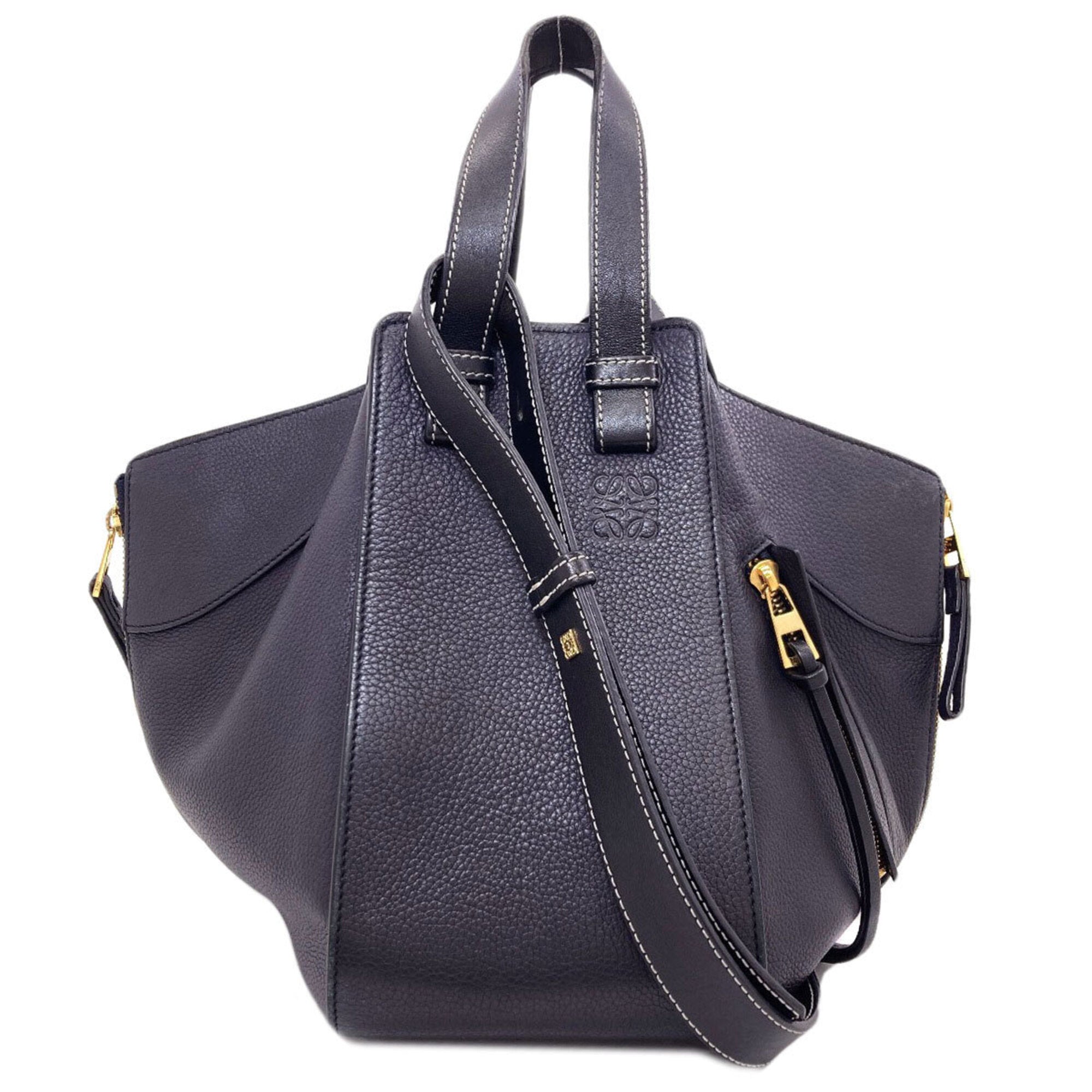 Loewe Hammock Black Dark Navy Leather Handbag (Pre-Owned)
