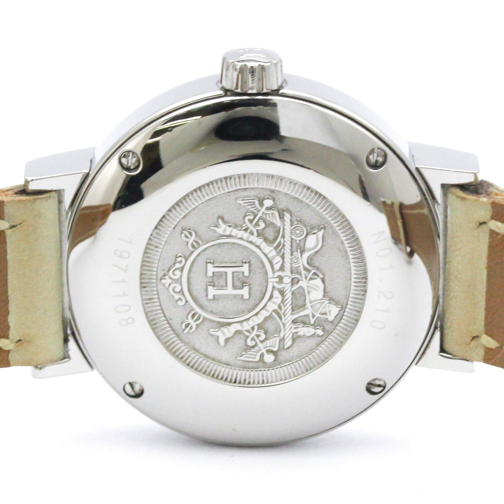 Hermes Nomade Quartz Watch Stainless Steel And Leather Watch (Pre-Owned)
