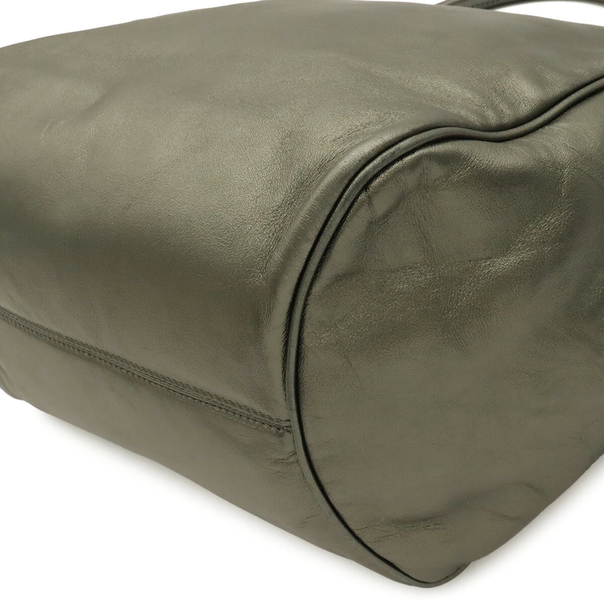 Loewe Khaki Metallic Leather Shoulder Bag Tote Bag (Pre-Owned)