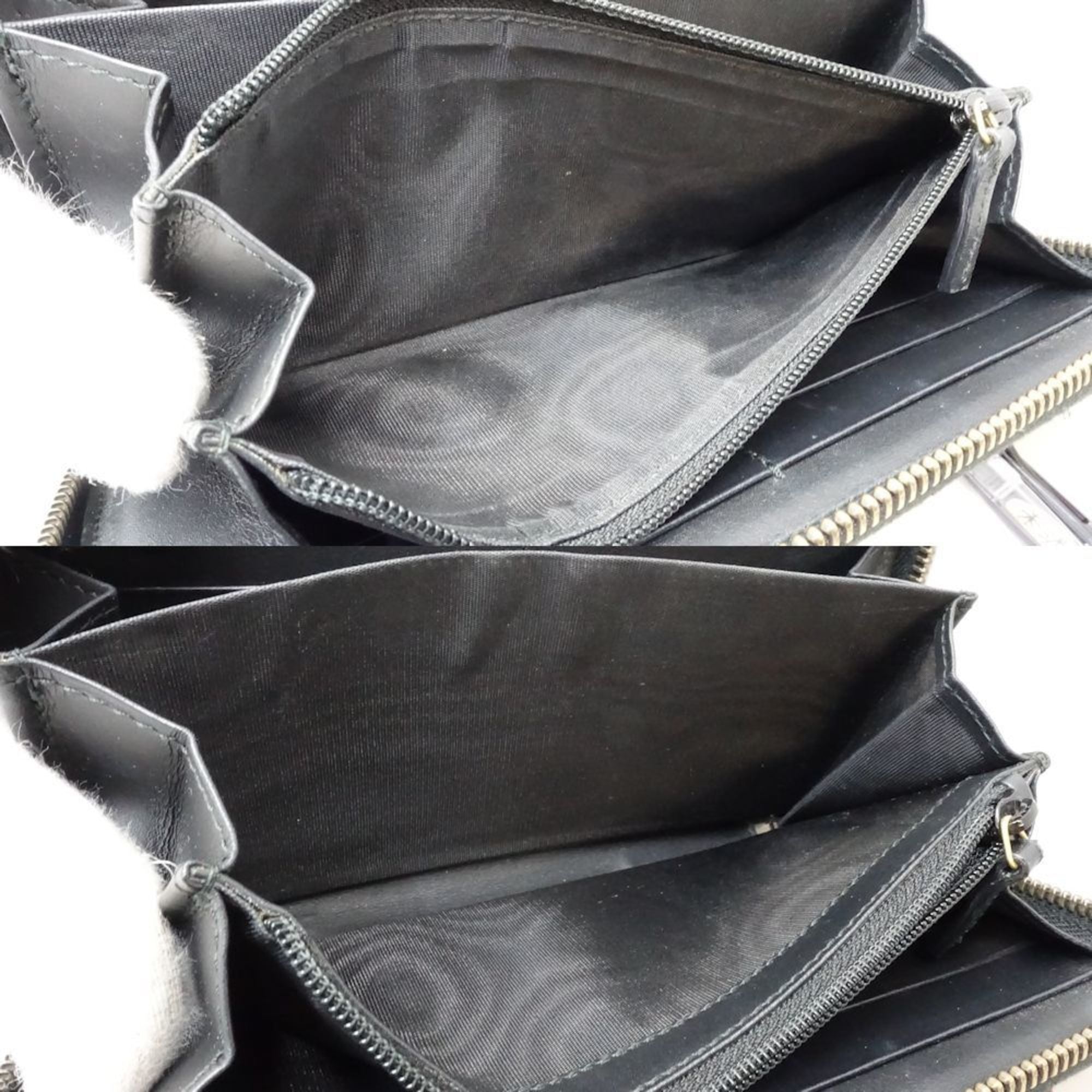 Gucci Animalier Black Leather Long Wallet (Bi-Fold) (Pre-Owned)