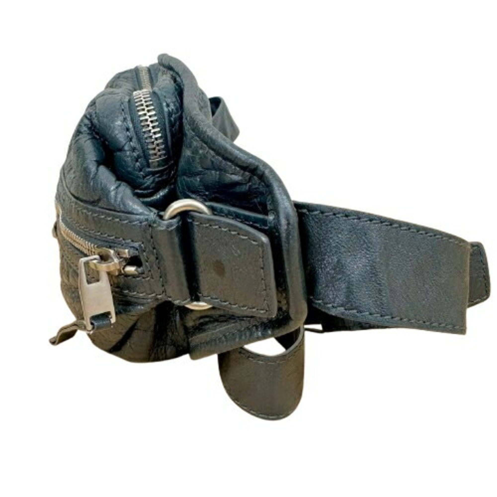 Balenciaga Gray Leather Fanny Pack Sling Bag (Pre-Owned)