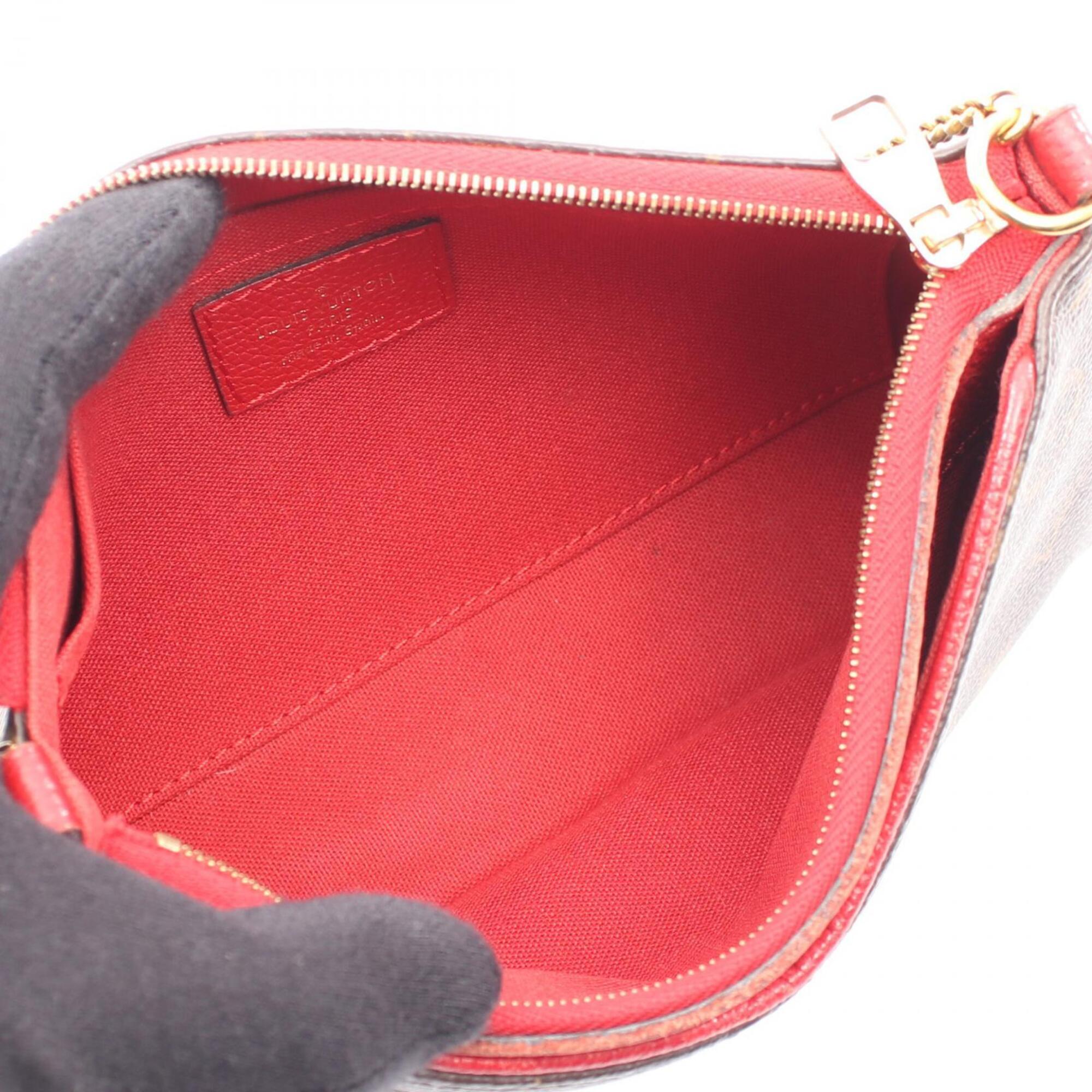 Louis Vuitton Brown Cerise Red Color Coated Canvas Pvc Monogram Leather Handbag (Pre-Owned)