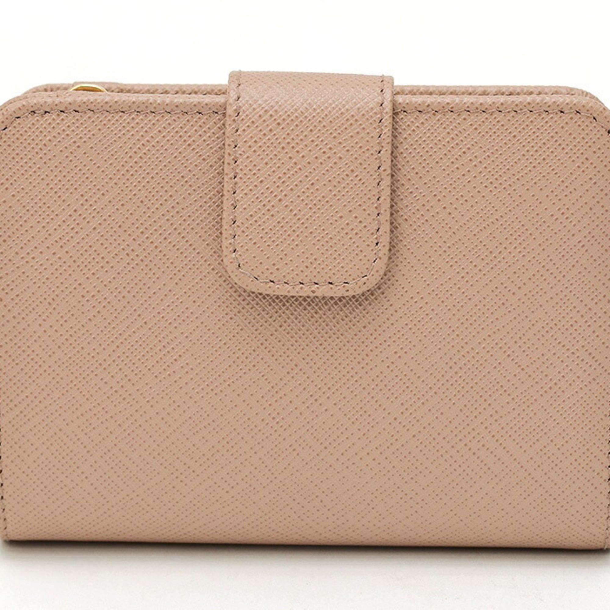 Prada Pink Beige Saffiano Triangle Leather Wallet (Bi-Fold) (Pre-Owned)