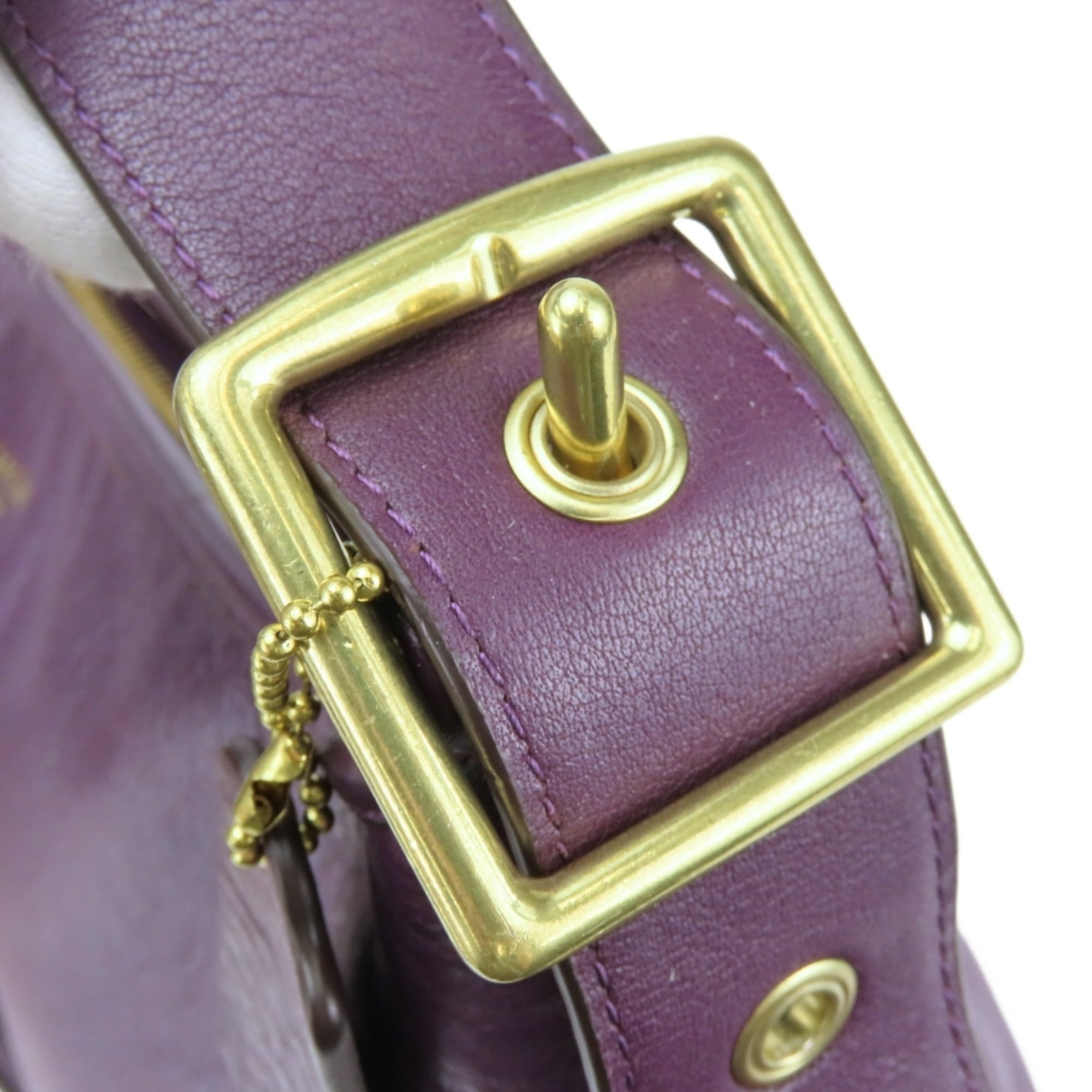 Coach Dark Purple Leather Shoulder Bag (Pre-Owned)