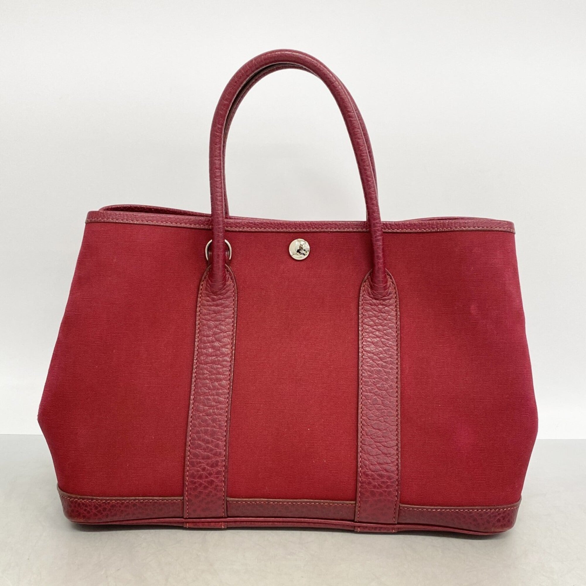 Hermes Red Color Toile Officier Handbag (Pre-Owned)