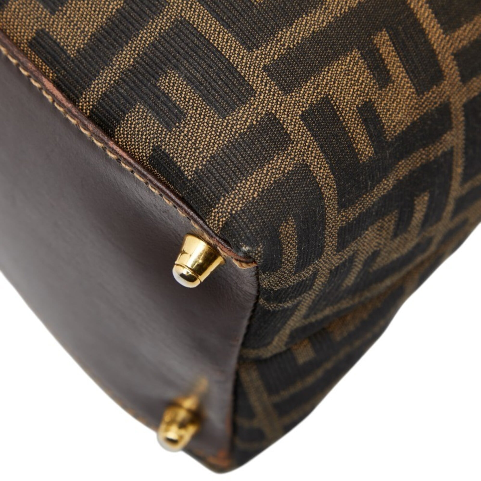Fendi Beige Black Canvas Handbag (Pre-Owned)