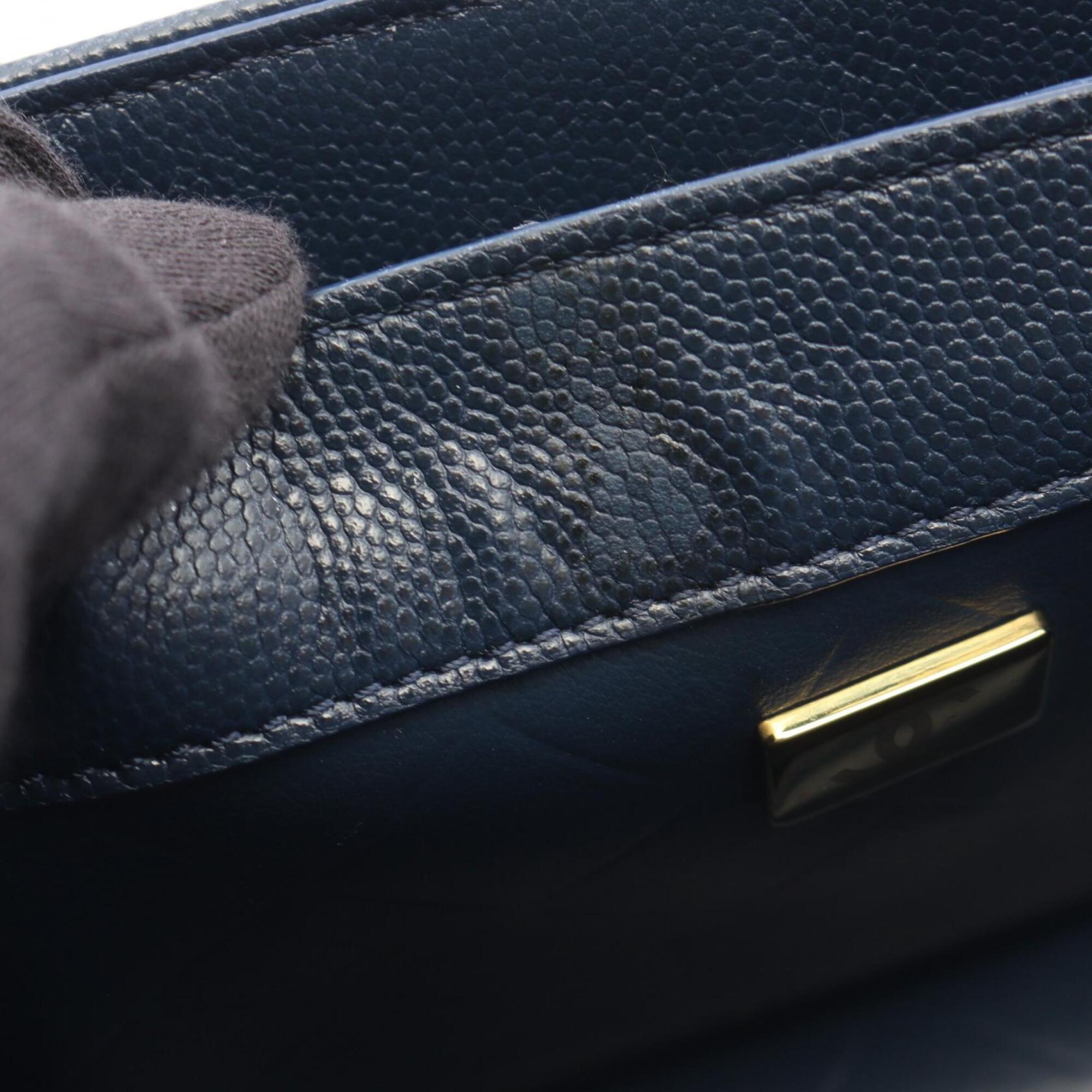 Chanel Navy Grained Calfskin Handbag Shoulder Bag (Pre-Owned)