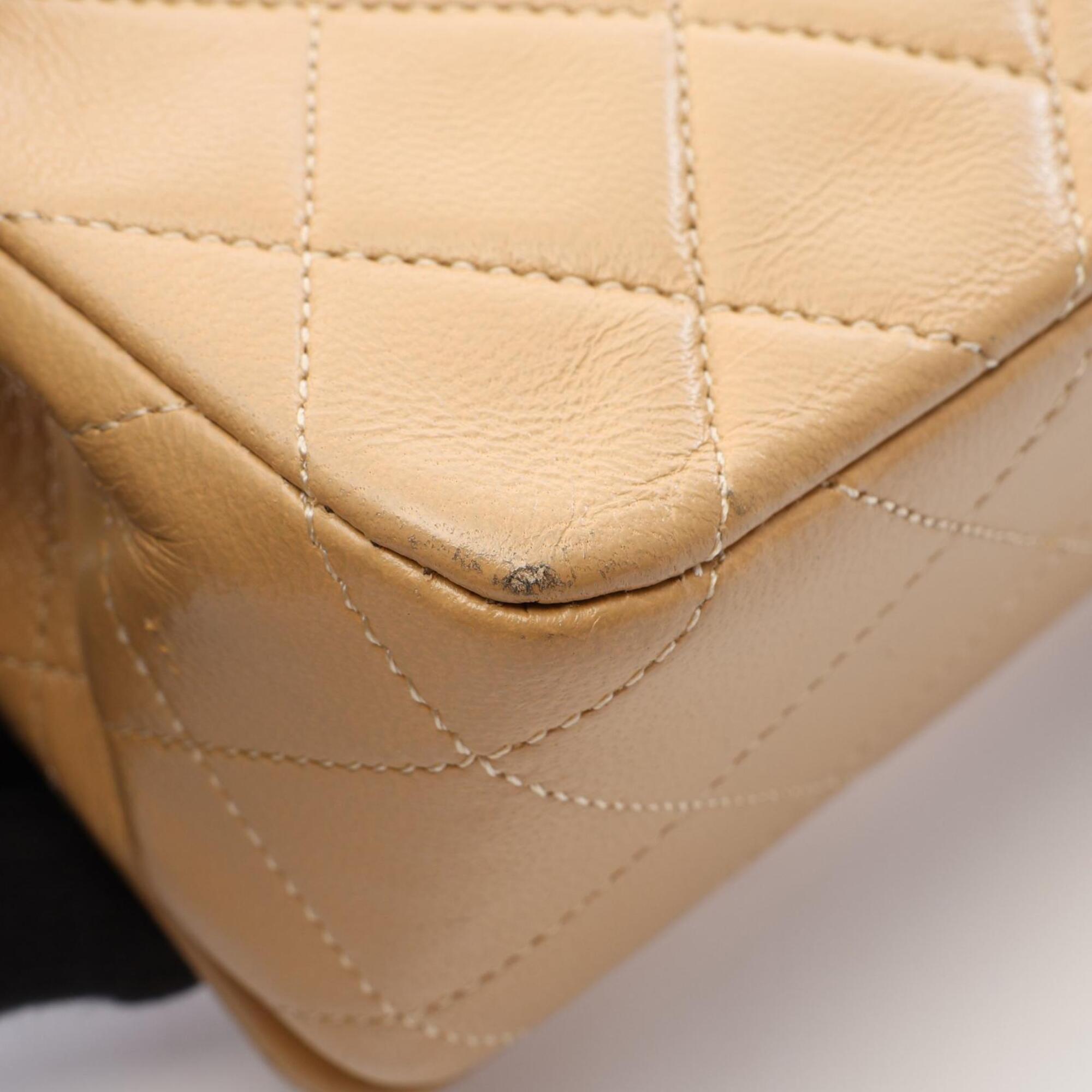 Chanel Beige Leather Handbag Shoulder Bag (Pre-Owned)