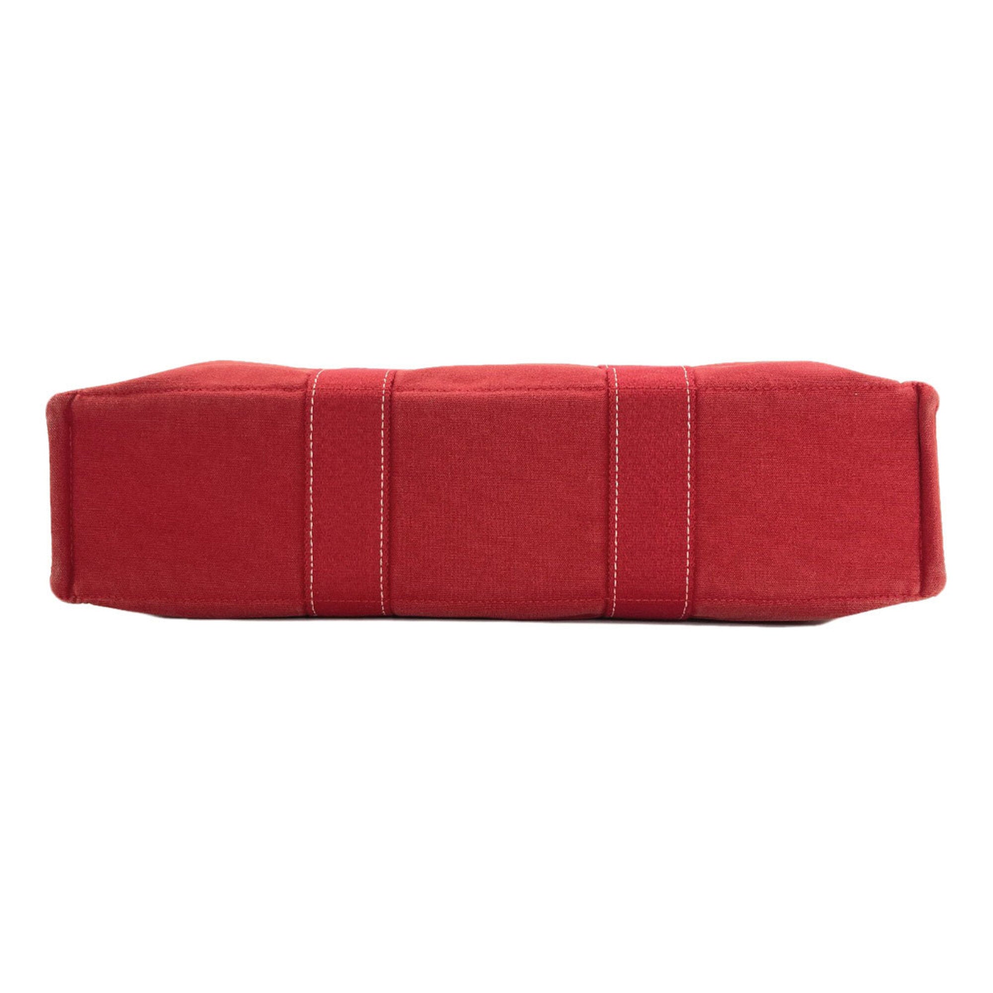 Hermes Deauville Red Color Canvas Handbag (Pre-Owned)