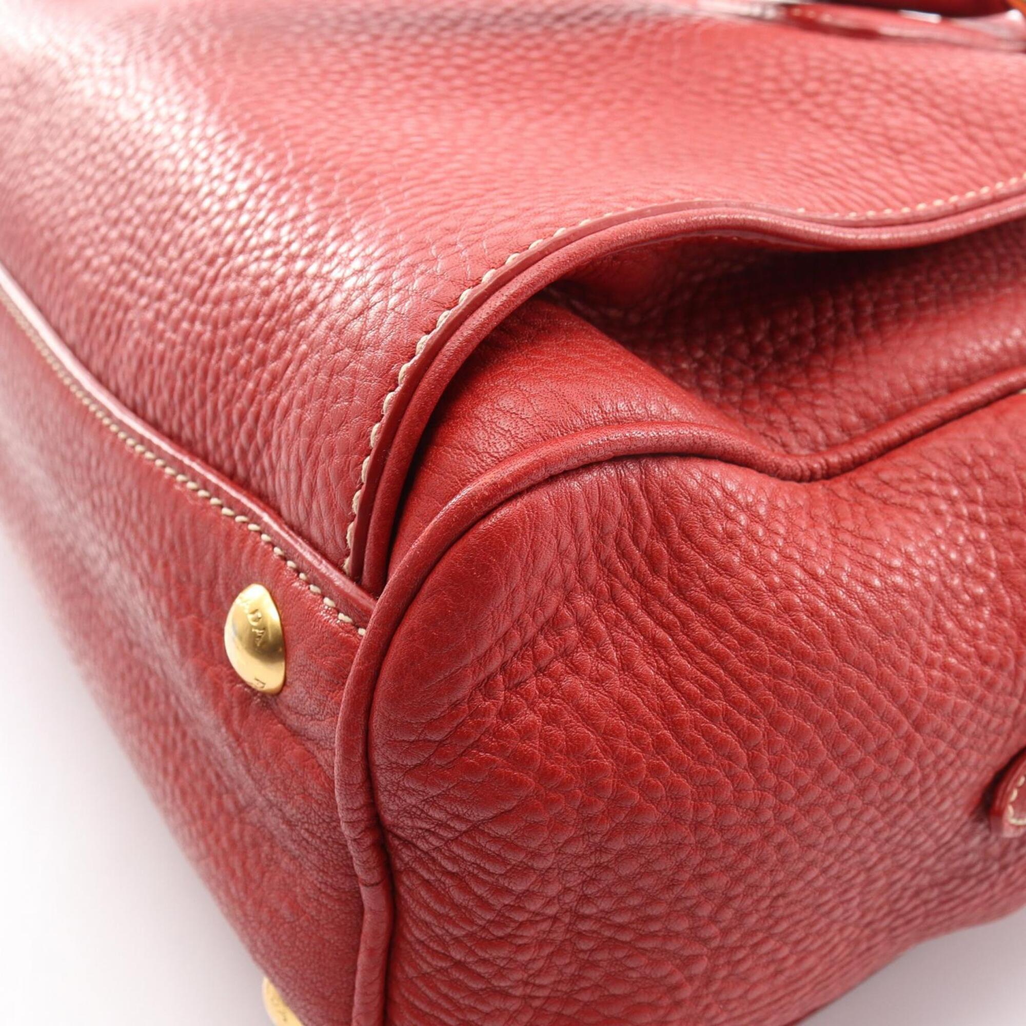 Prada Red Color Leather Handbag (Pre-Owned)