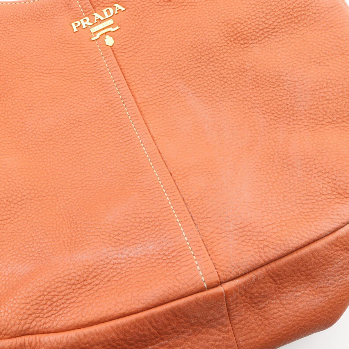Prada Brown Leather Handbag Shoulder Bag (Pre-Owned)