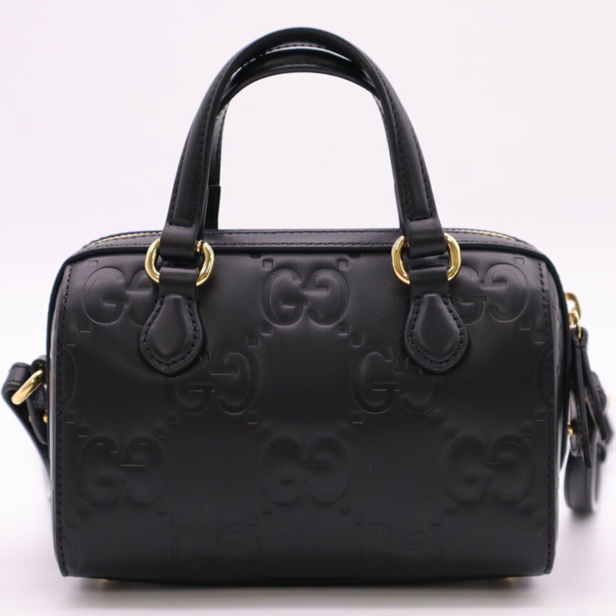 Gucci Black Leather Boston Bag (Pre-Owned)