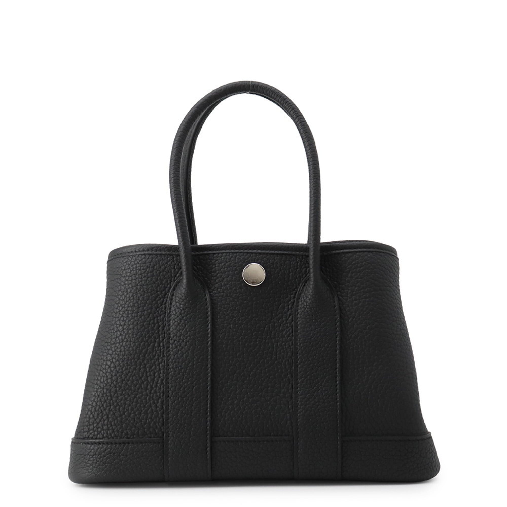 Hermes Garden Black Negonda Leather Handbag Tote Bag