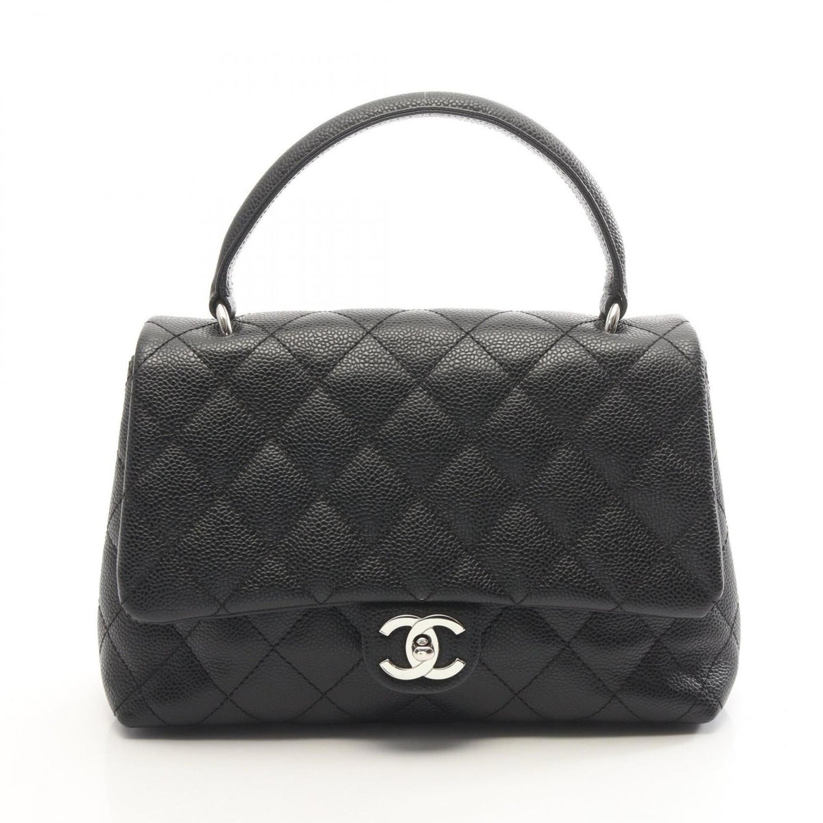 Chanel Black Grained Calfskin Handbag (Pre-Owned)