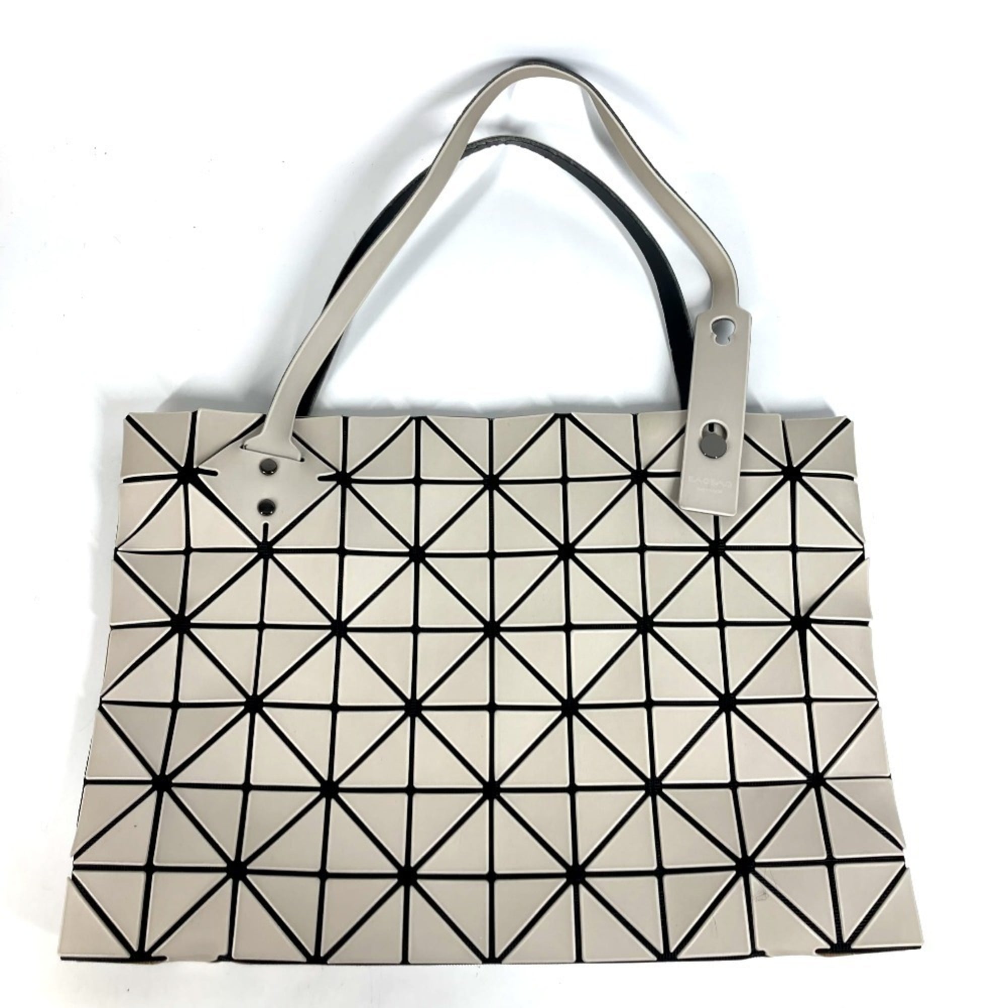 Issey Miyake Beige Black Leather Pvc Shoulder Bag Tote Bag (Pre-Owned)