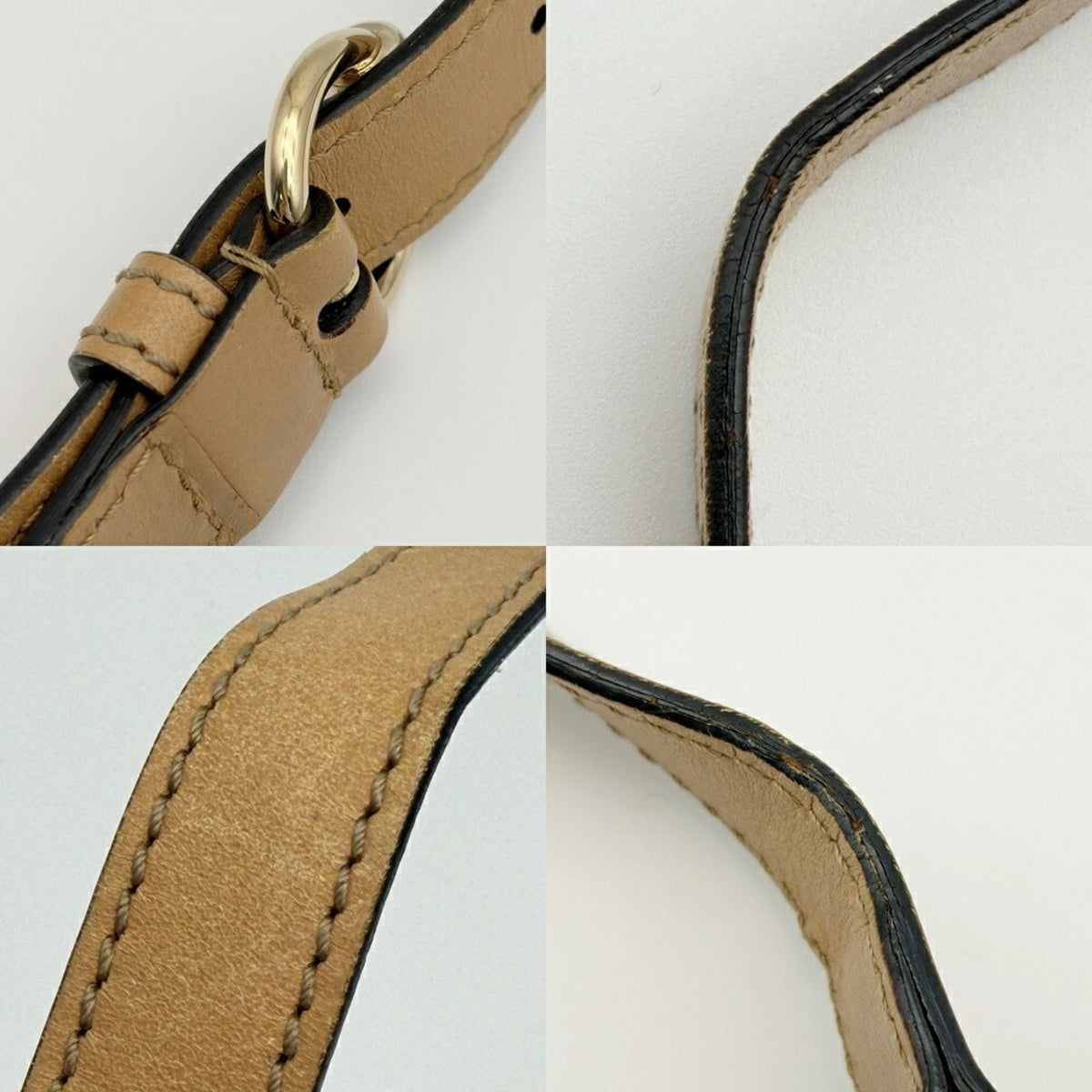Gucci Beige Brown Canvas Leather Shoulder Bag (Pre-Owned)