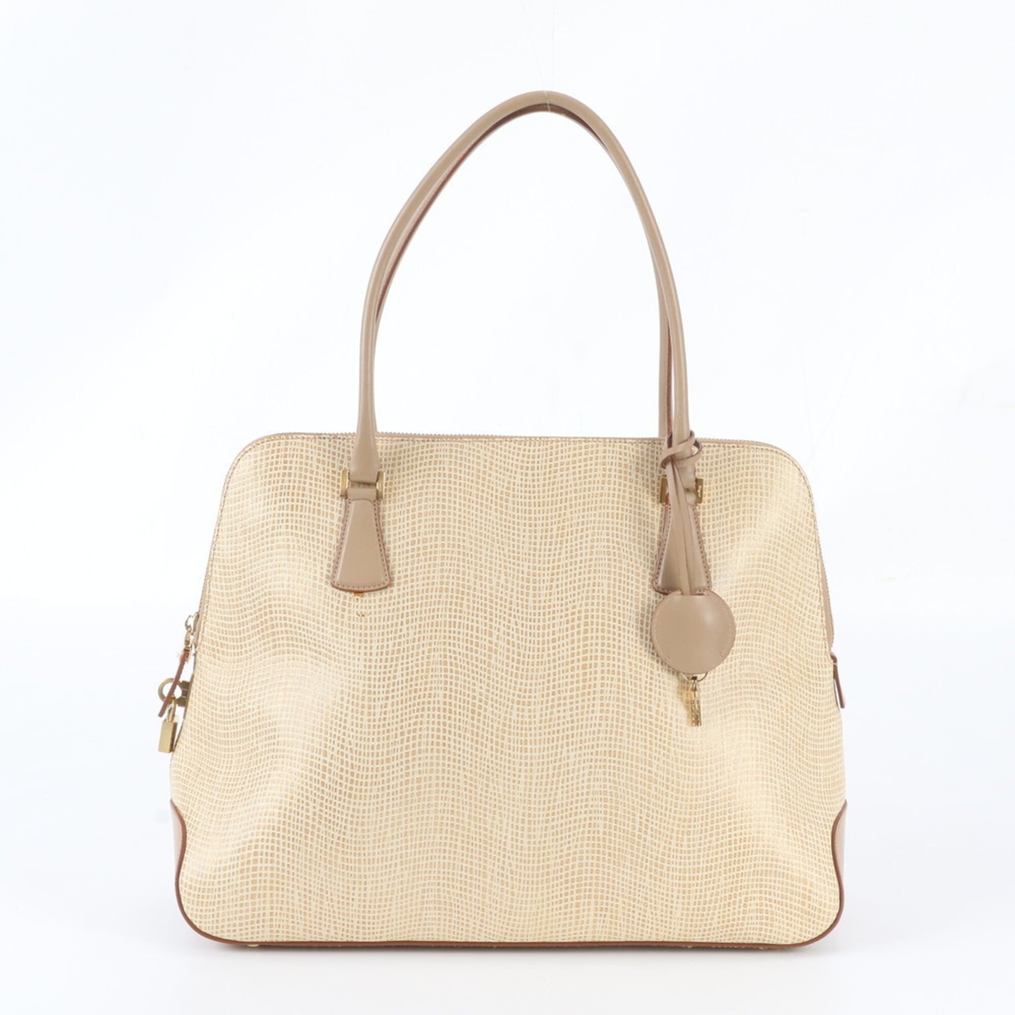 Salvatore Ferragamo Beige Leather Handbag Shoulder Bag Tote Bag (Pre-Owned)