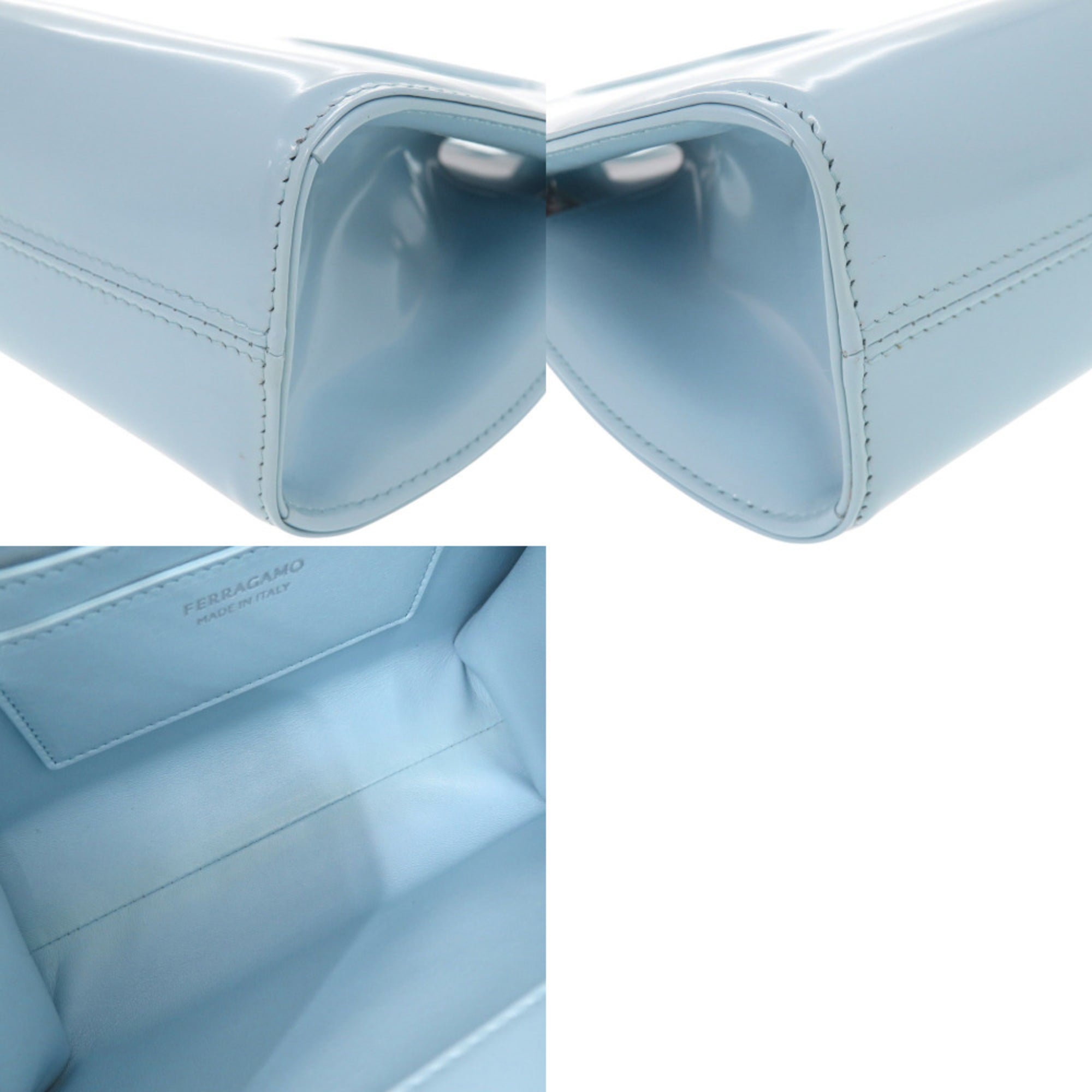 Salvatore Ferragamo Light Blue Patent Leather Handbag Shoulder Bag (Pre-Owned)