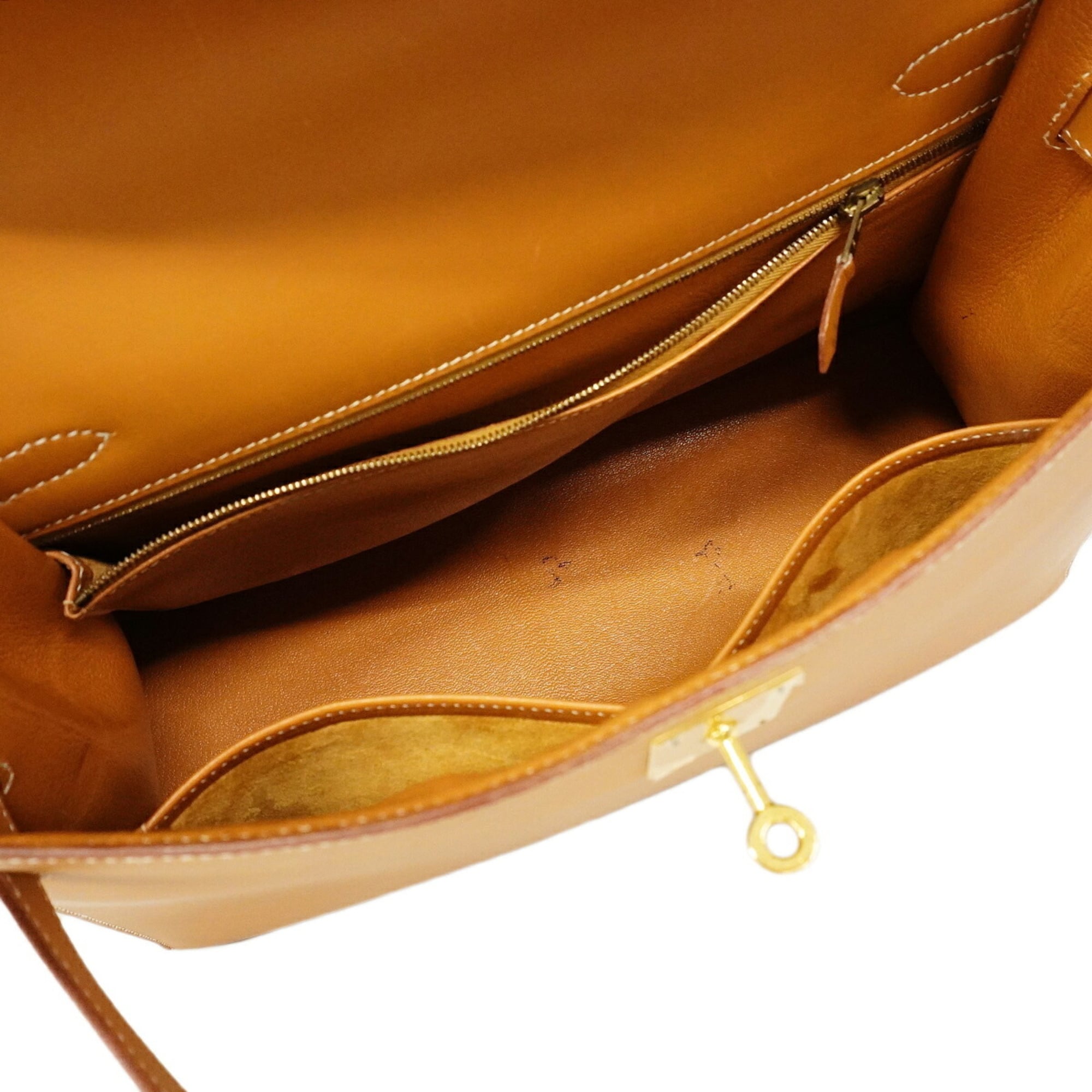 Hermes Natural Sable Box Calf Leather Handbag (Pre-Owned)