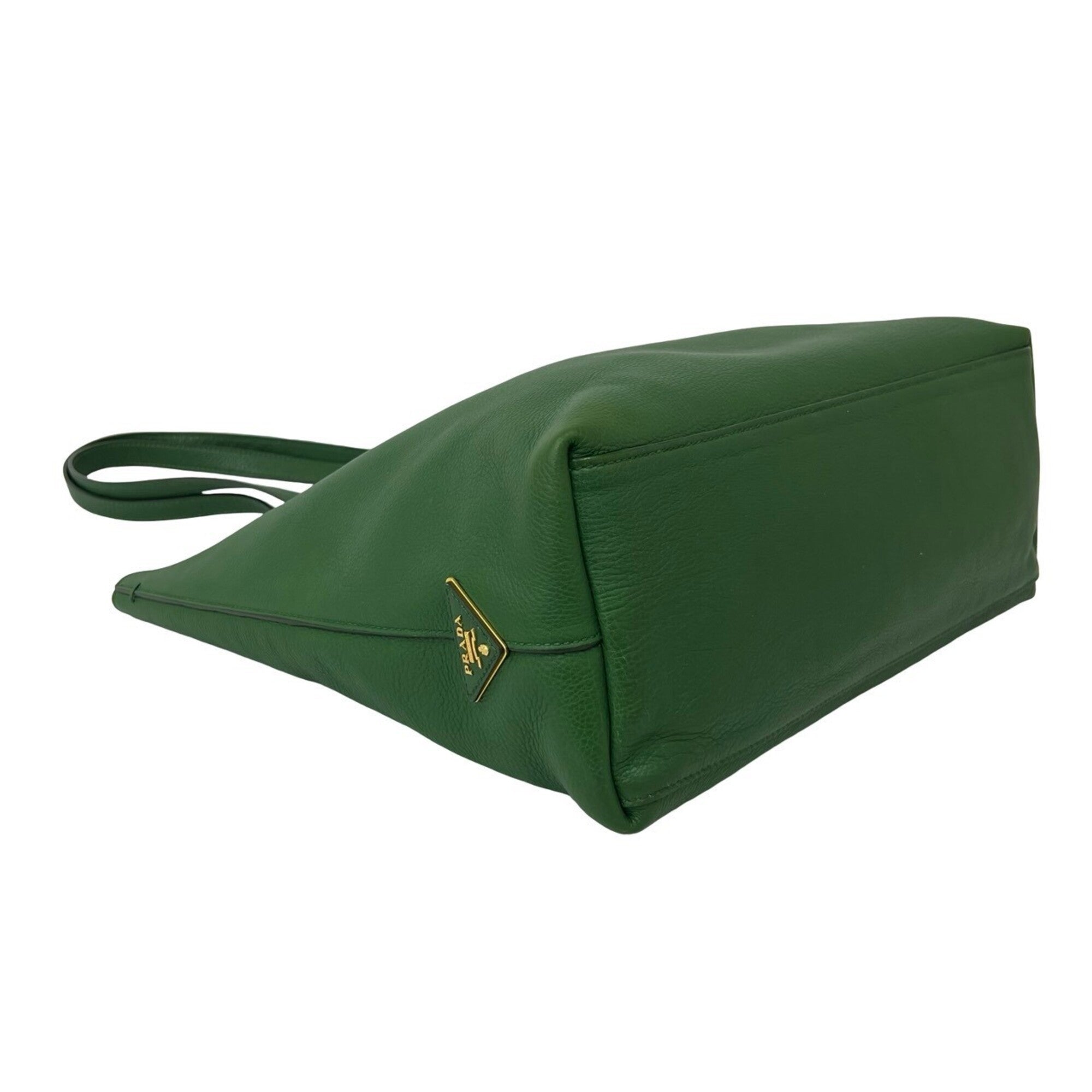 Prada Green Leather Shoulder Bag Tote Bag (Pre-Owned)
