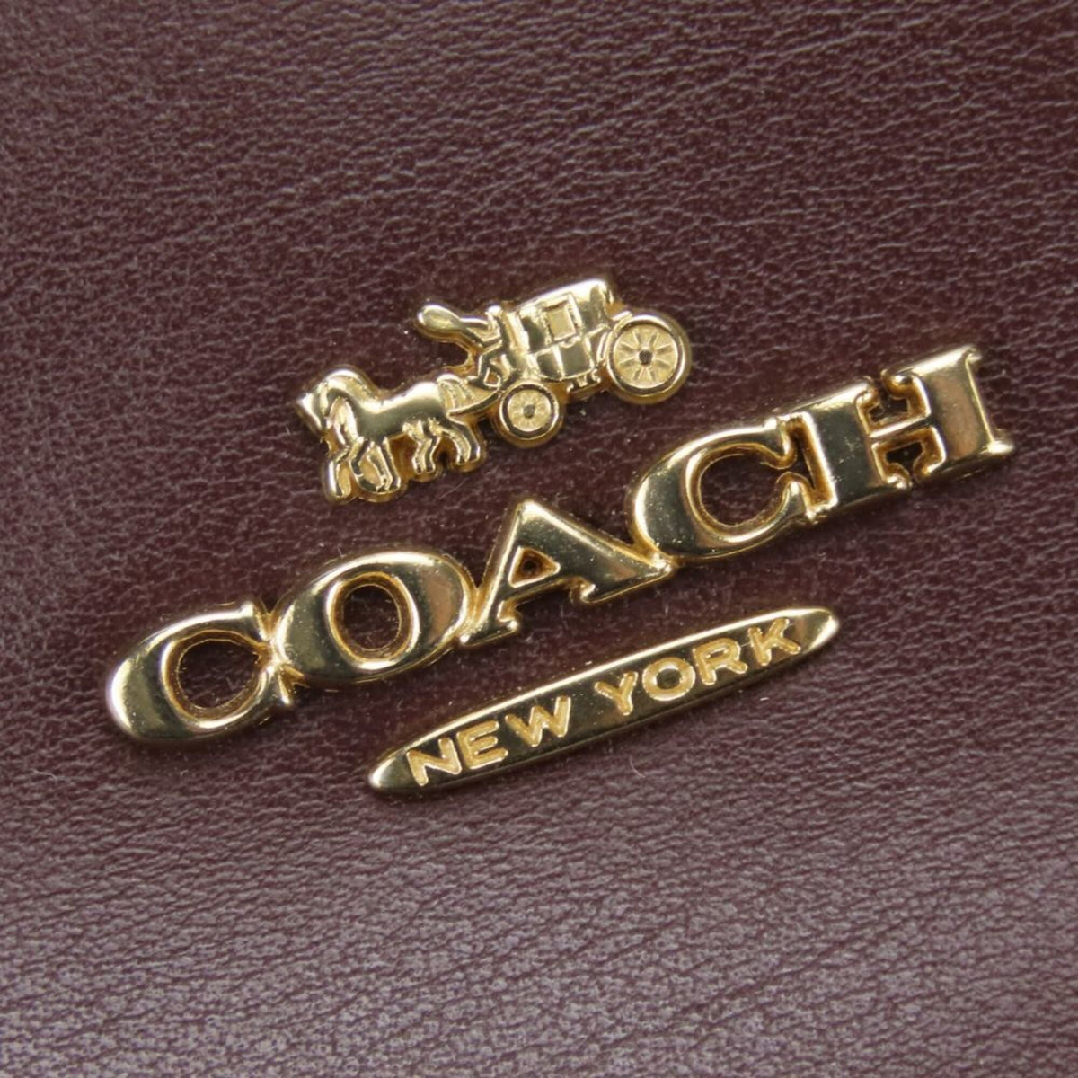 Coach Dark Brown Pink Wine Leather Pvc Tote Bag (Pre-Owned)