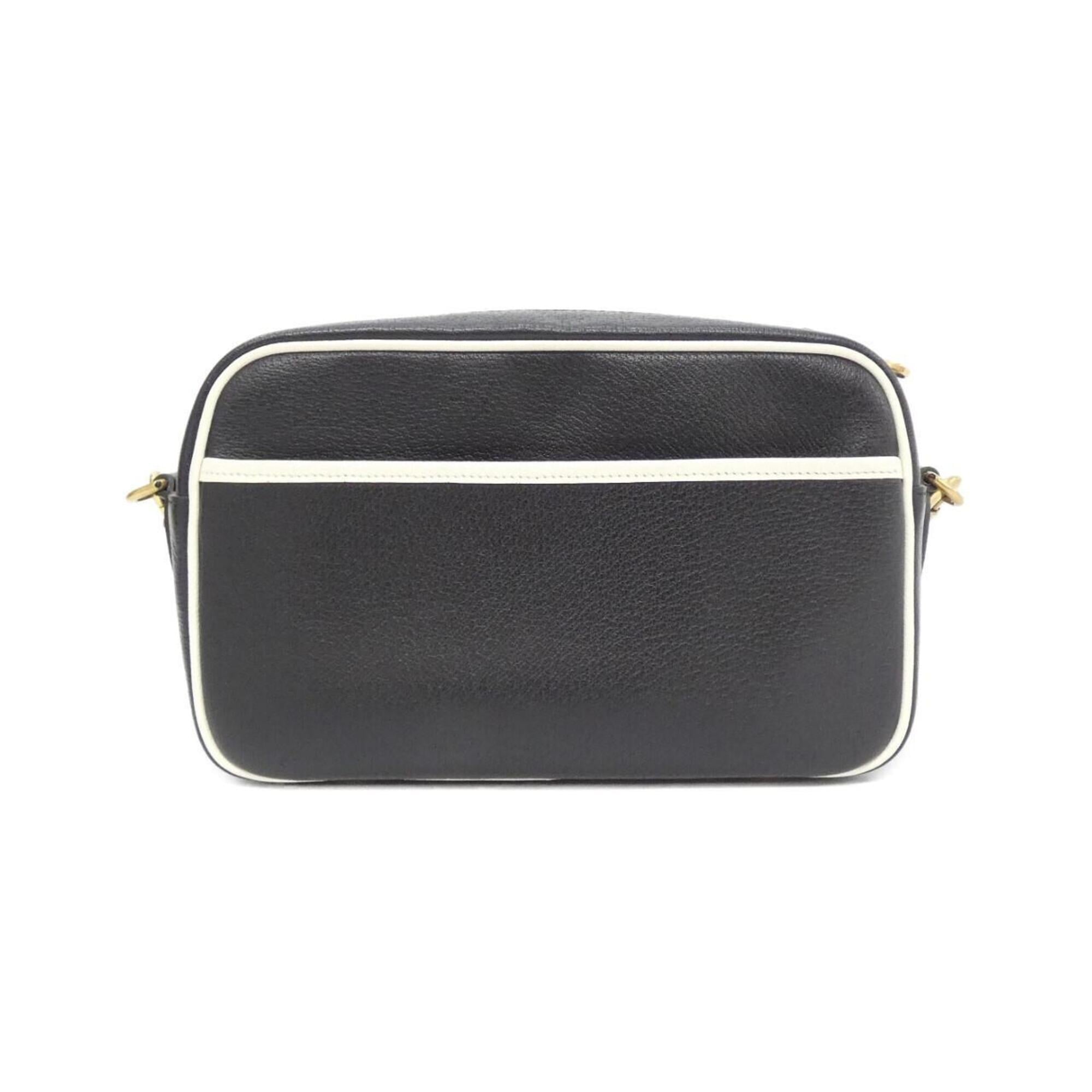 Gucci Black White Leather Shoulder Bag (Pre-Owned)