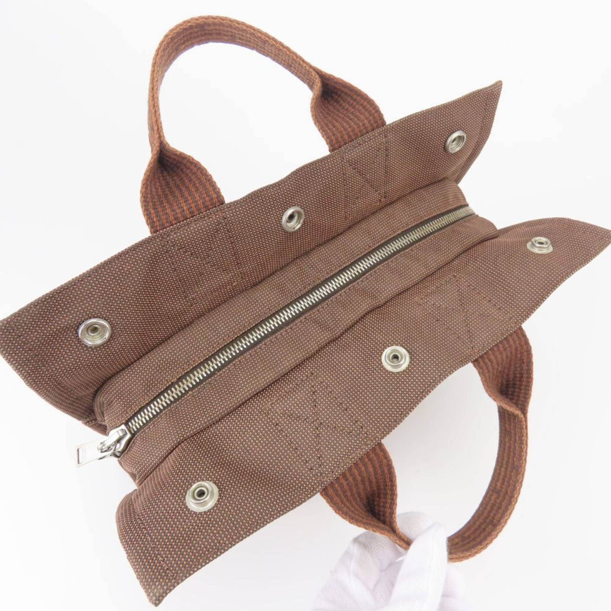 Hermes Brown Canvas Tote Bag (Pre-Owned)