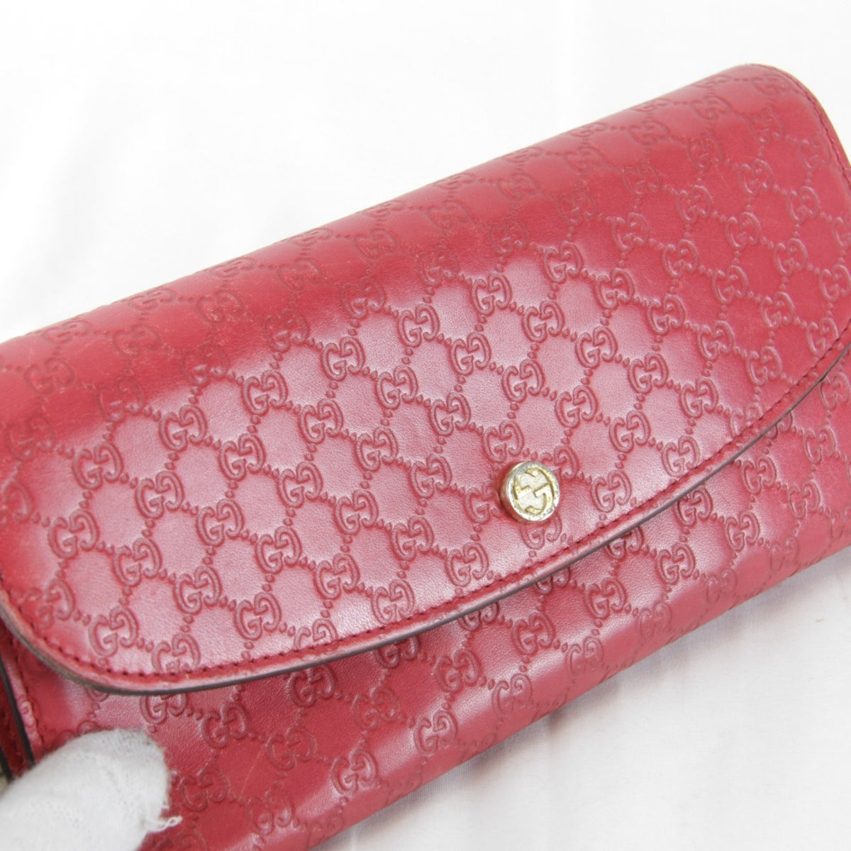 Gucci Red Color Leather Long Wallet (Bi-Fold) (Pre-Owned)