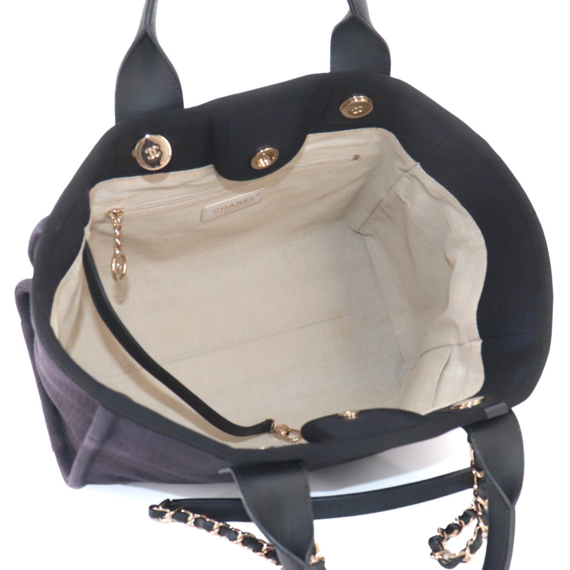 Chanel Navy Canvas Handbag Pouch Shopping Bag Tote Bag (Pre-Owned)