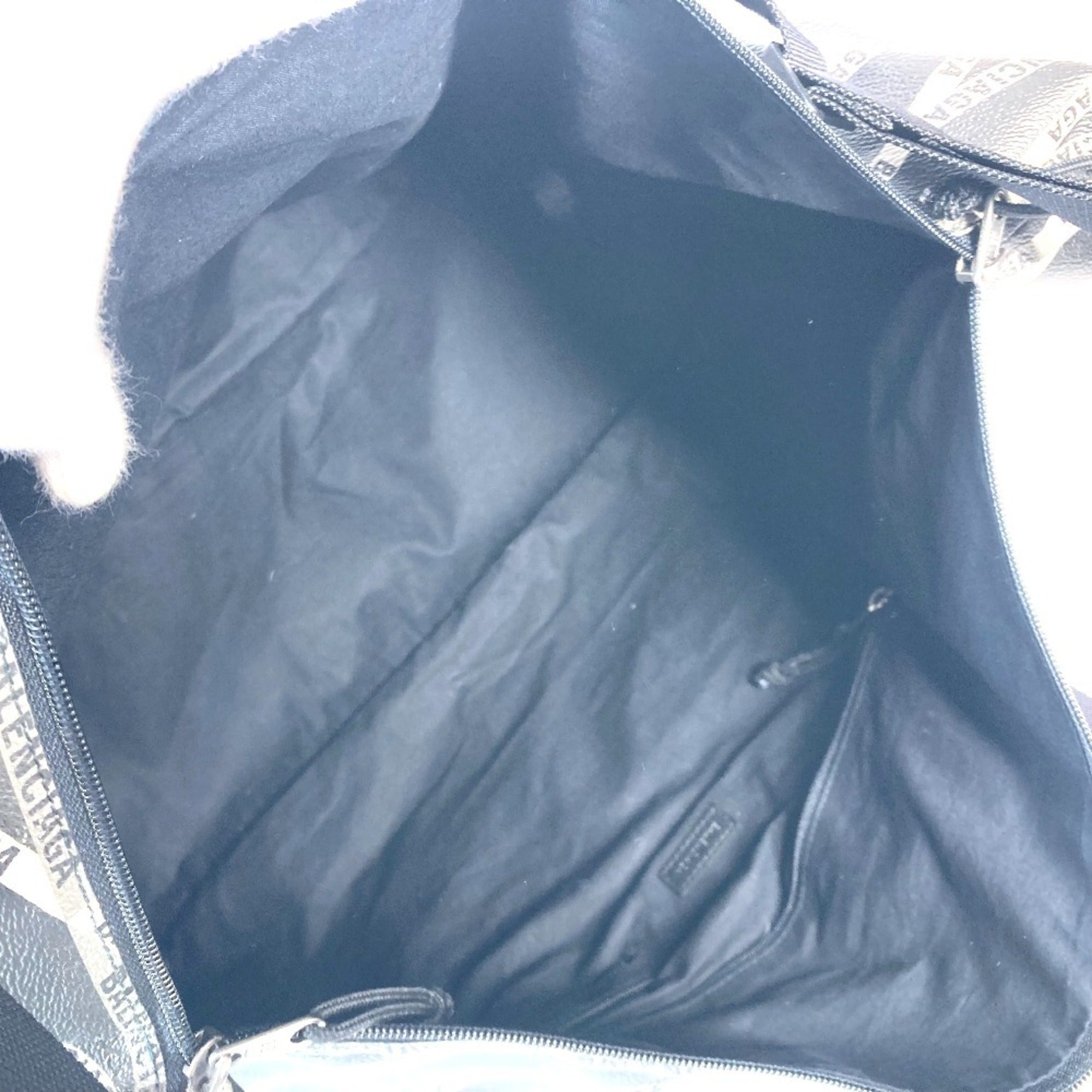 Balenciaga Black Gray Leather Pvc Boston Bag Shoulder Bag (Pre-Owned)