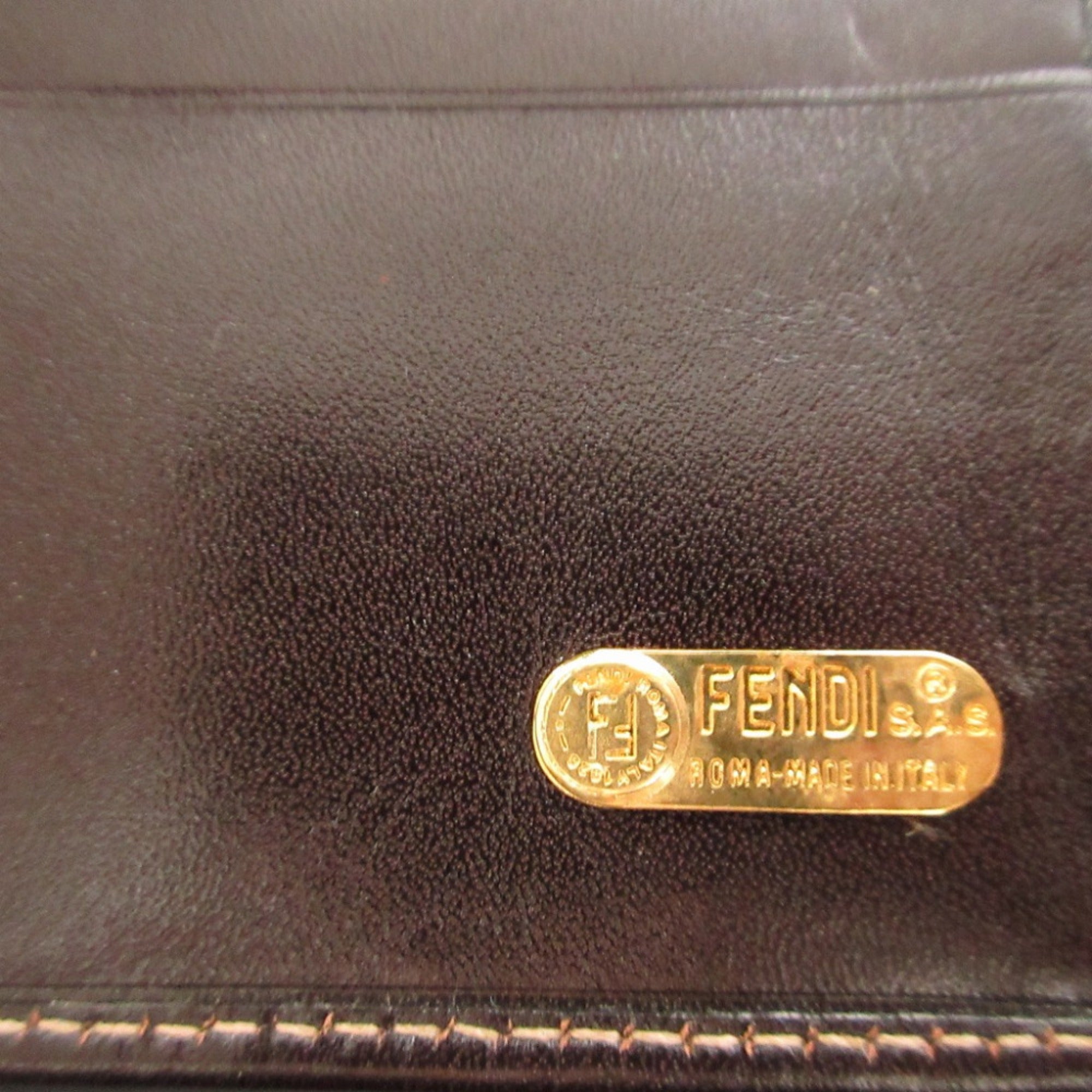 Fendi Brown Canvas Leather Long Wallet (Bi-Fold) (Pre-Owned)