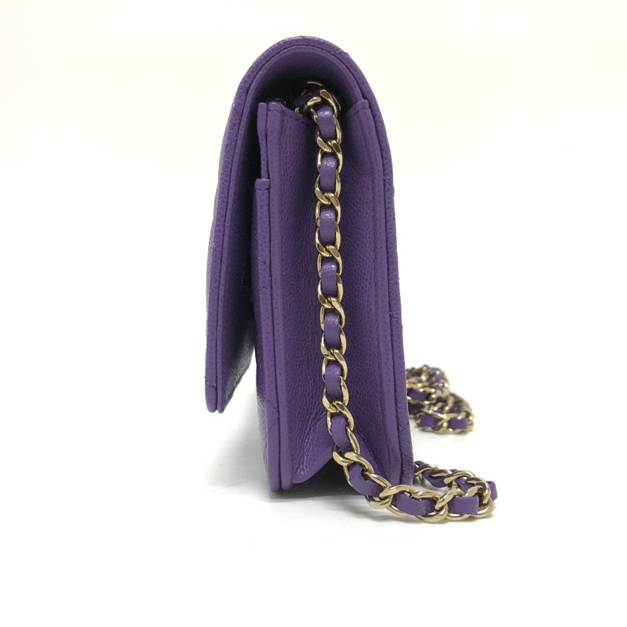 Chanel Matelasse Purple Caviar Leather Shoulder Bag (Pre-Owned)