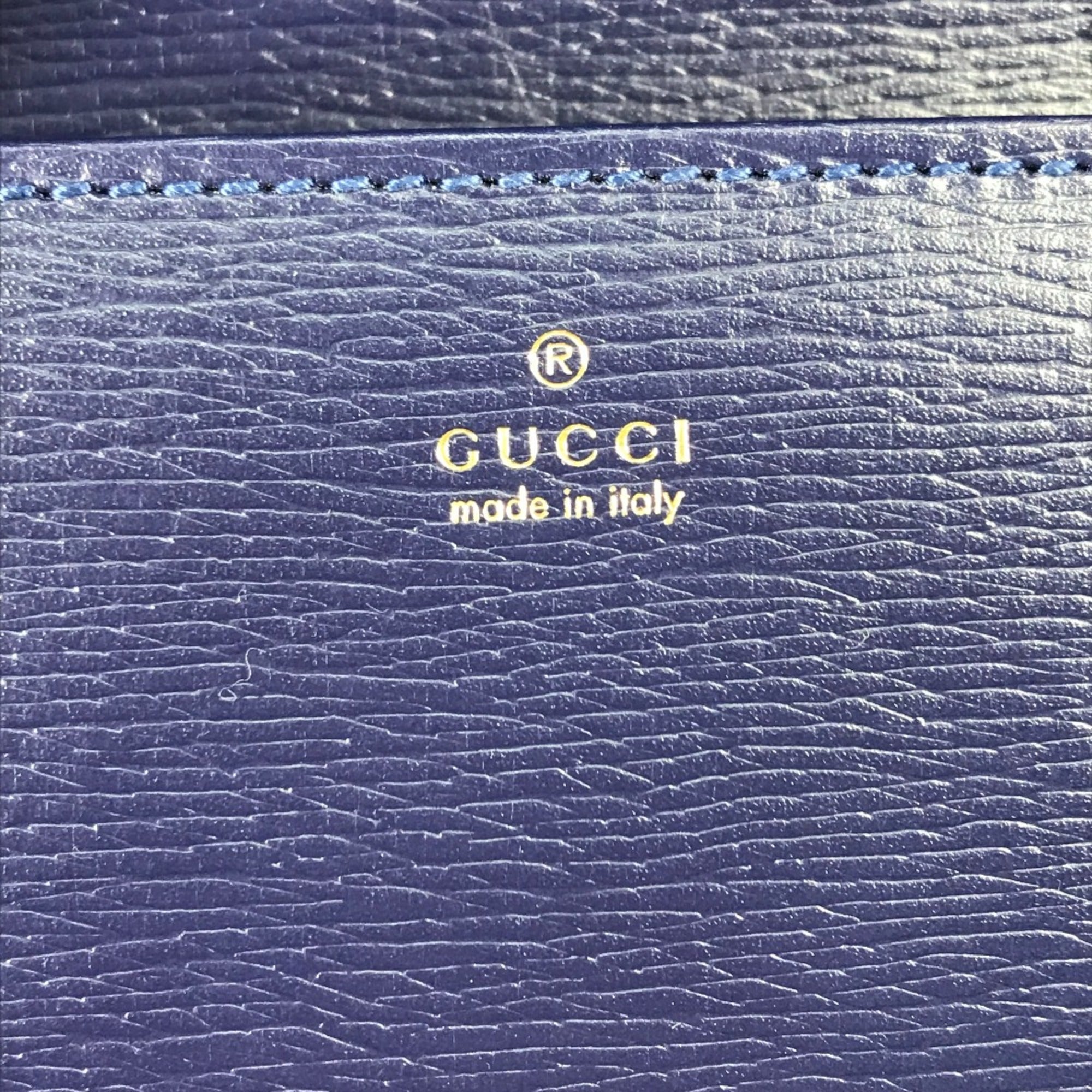 Gucci Navy Leather Long Wallet (Bi-Fold) (Pre-Owned)