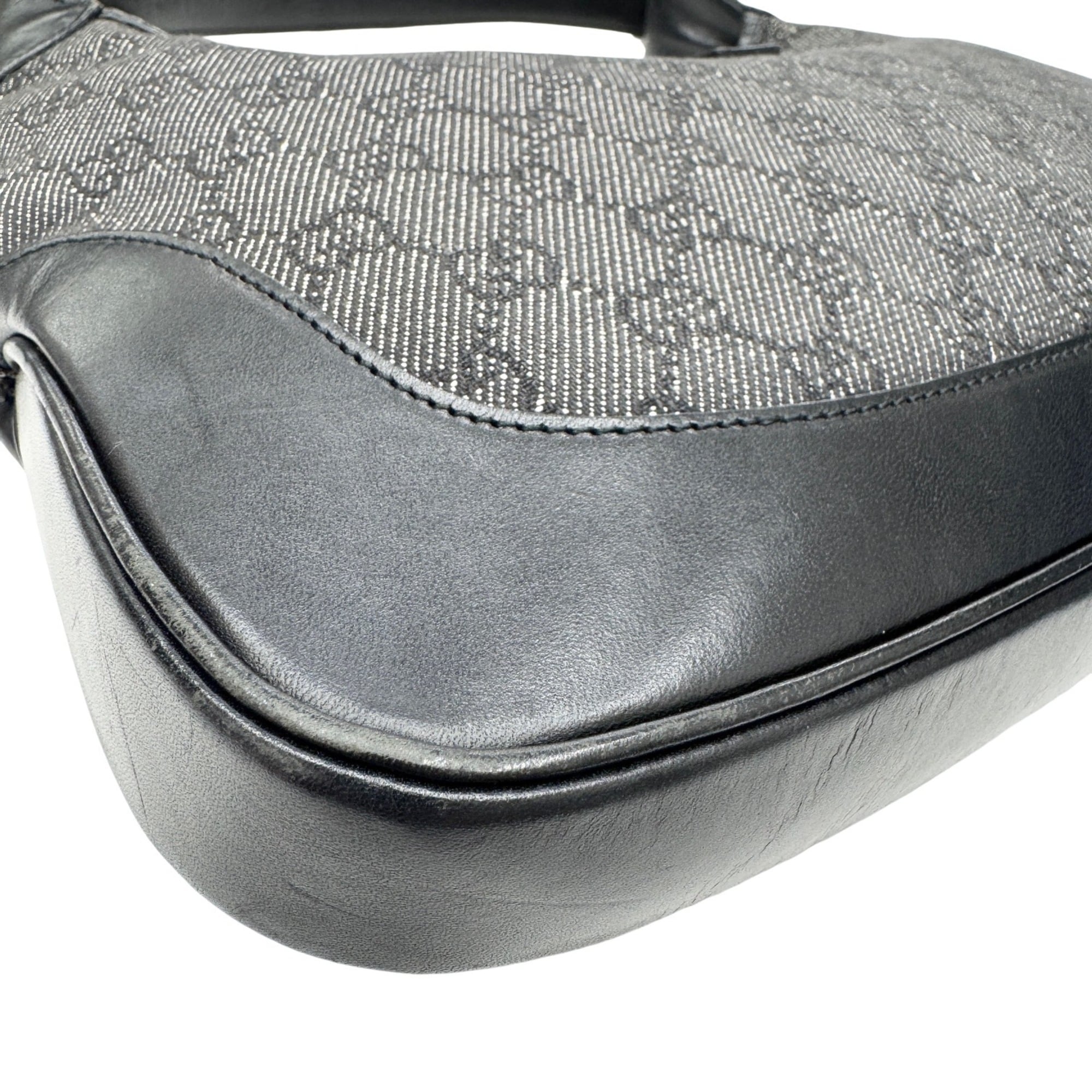 Gucci Black Canvas Leather Shoulder Bag (Pre-Owned)
