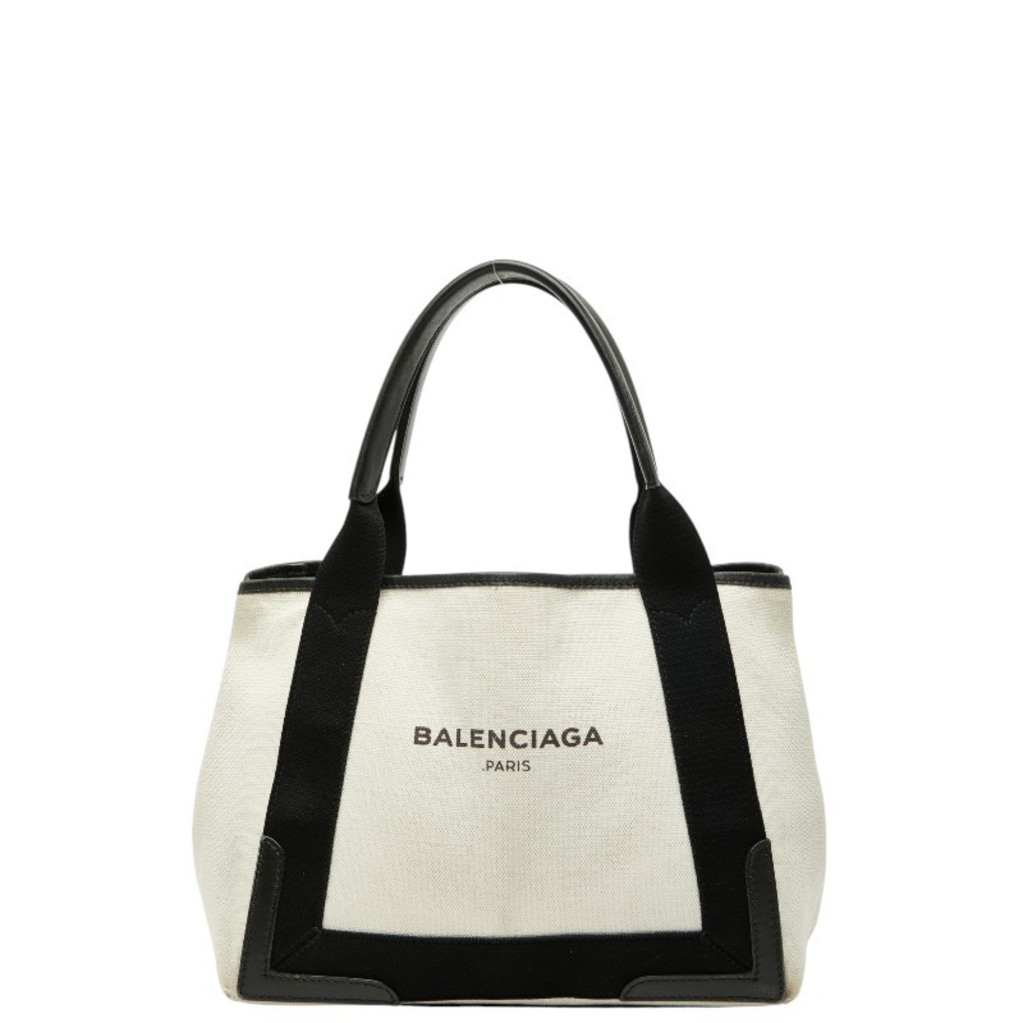 Balenciaga Black White Canvas Leather Handbag Pouch Tote Bag (Pre-Owned)