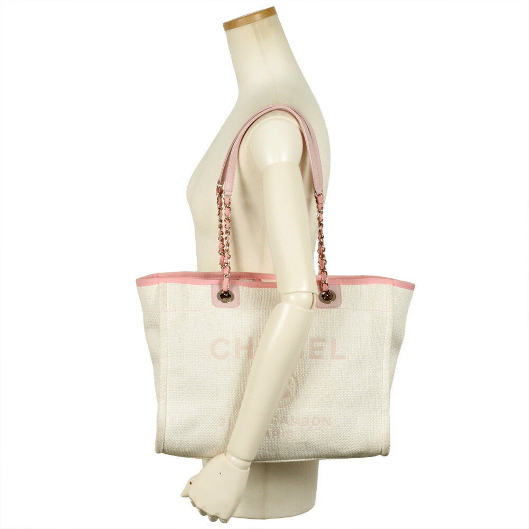 Chanel Beige Pink Straw Tote Bag (Pre-Owned)