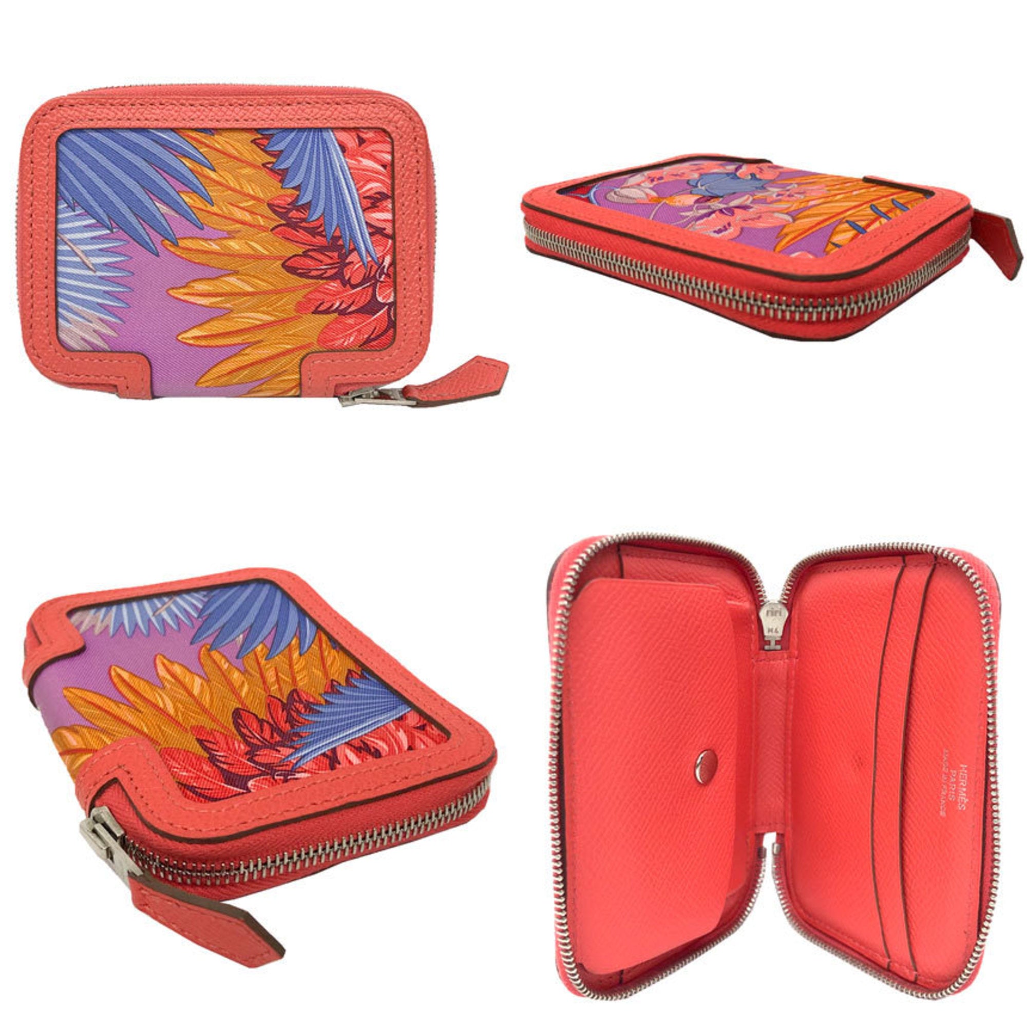 Hermes Rose Jaipur Silk Epsom Leather Coin Purse/Coin Case (Pre-Owned)