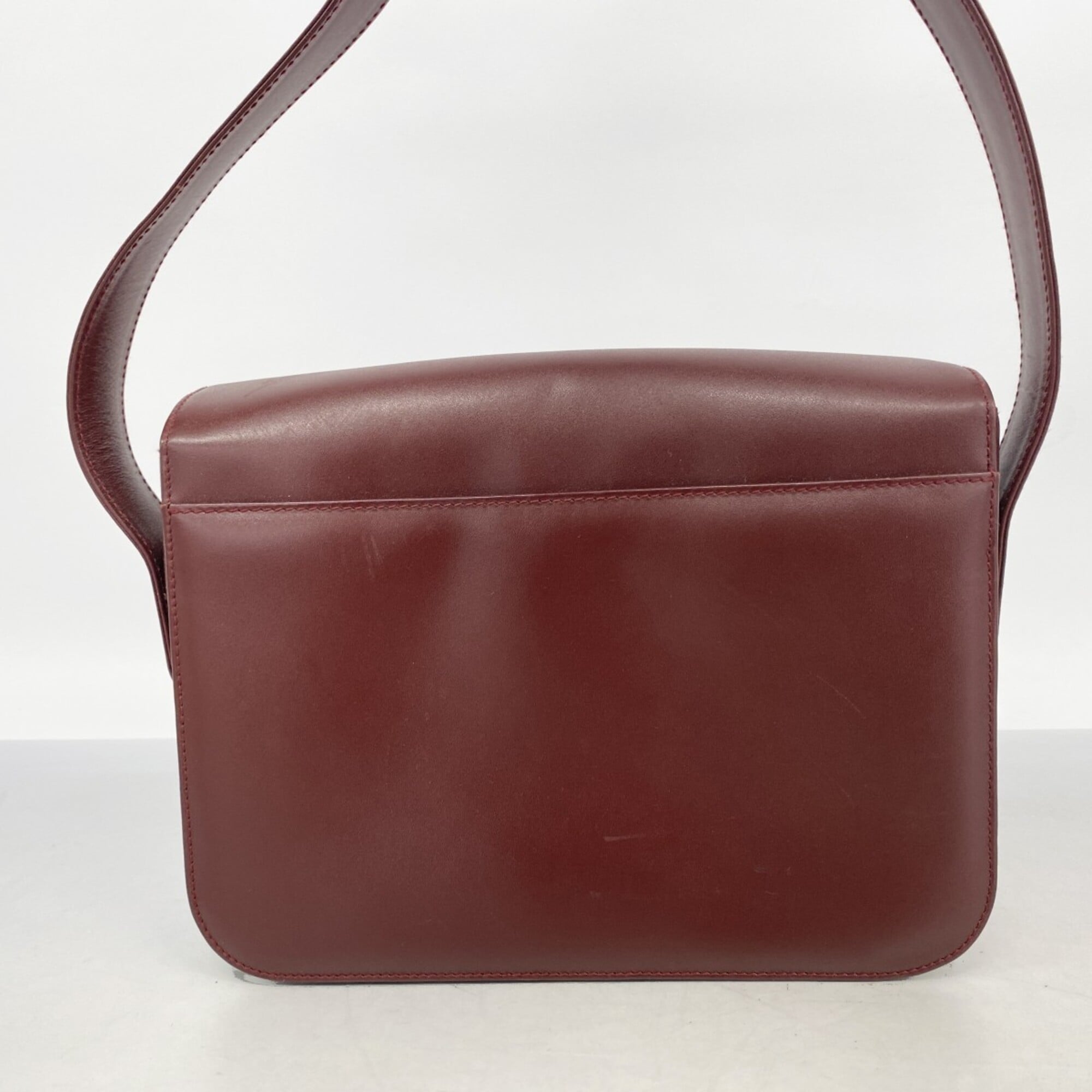 Cartier Bordeaux Leather Shoulder Bag (Pre-Owned)