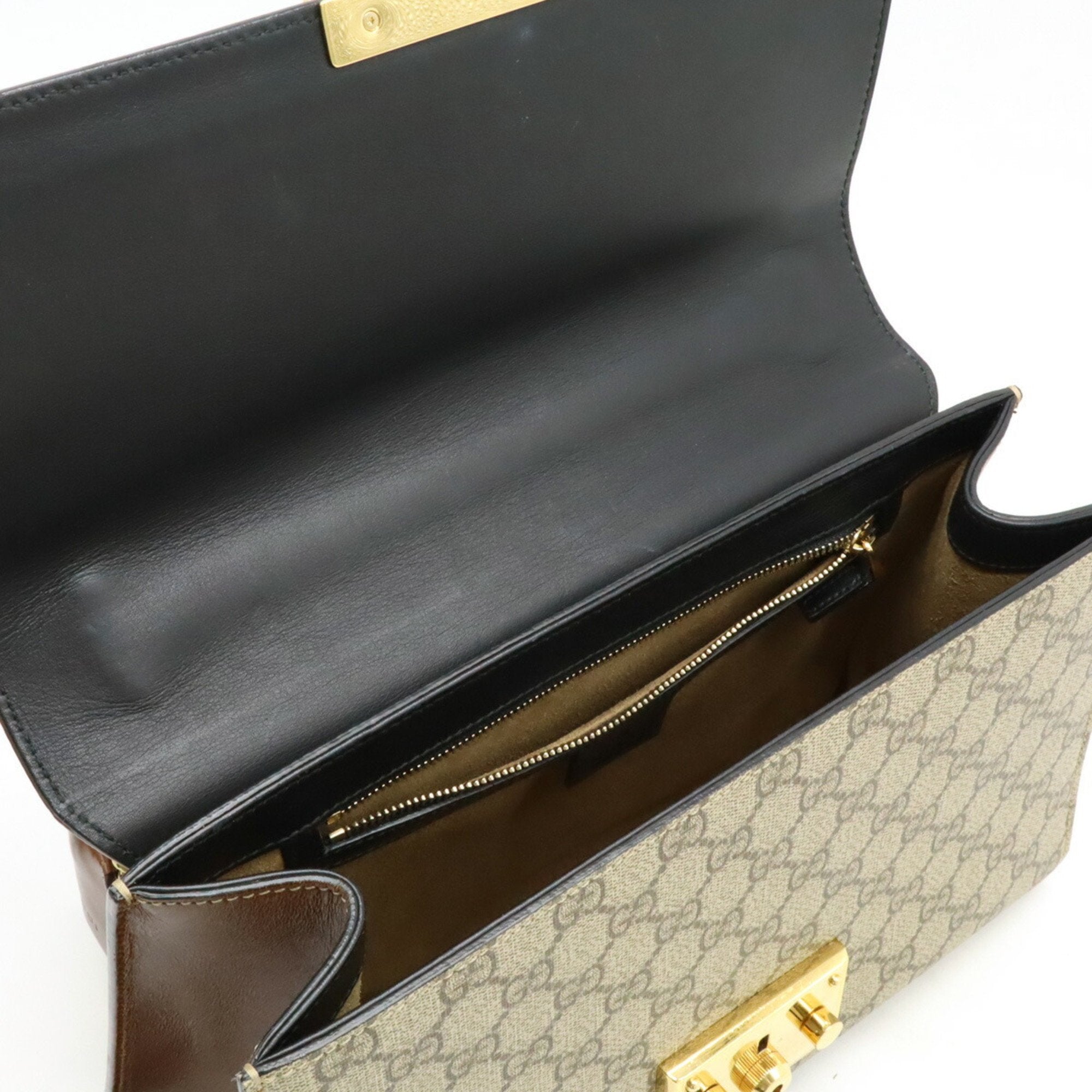 Gucci Beige Black Brown Pvc Leather Shoulder Bag (Pre-Owned)