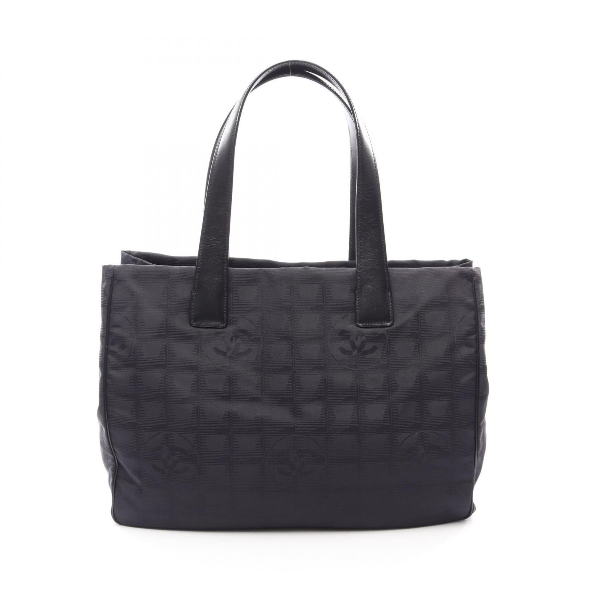 Chanel Black Nylon Canvas Leather Handbag Tote Bag (Pre-Owned)