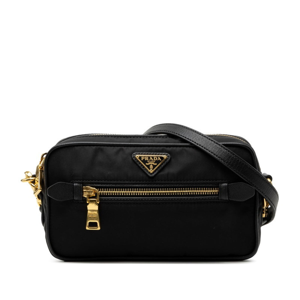 Prada Black Nylon Leather Shoulder Bag (Pre-Owned)