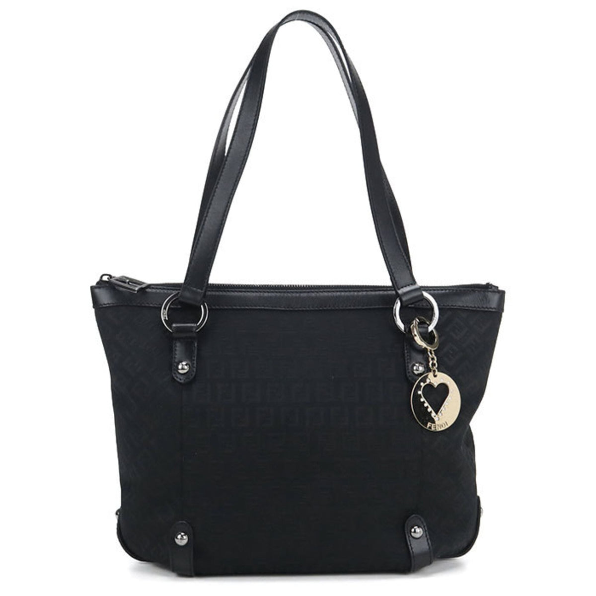 Fendi Black Canvas Leather Tote Bag (Pre-Owned)