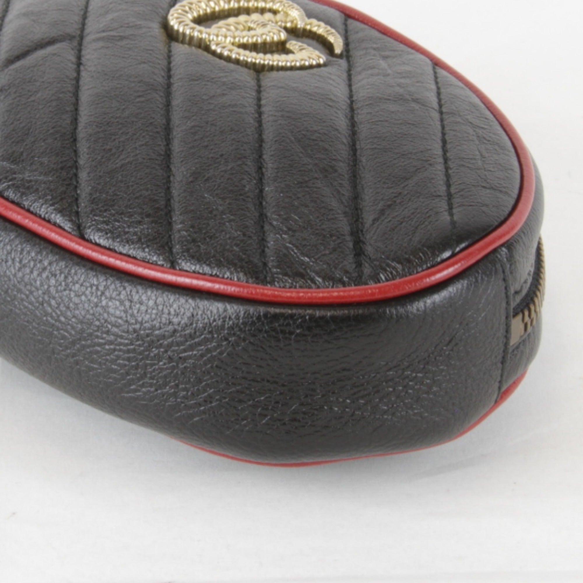 Gucci Gg Marmont Black Leather Fanny Pack (Pre-Owned)