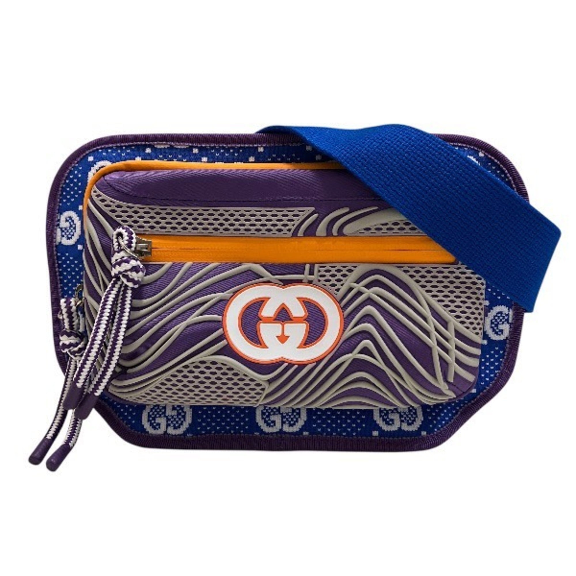 Gucci Blue Orange Purple Nylon Handbag Shoulder Bag Sling Bag (Pre-Owned)