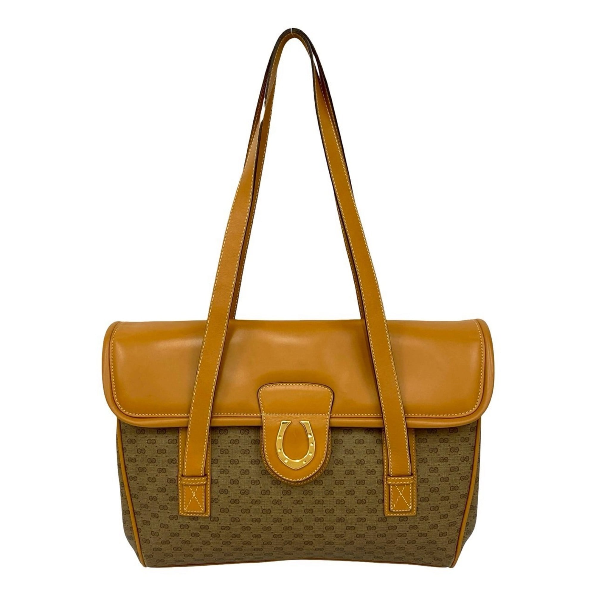 Gucci Brown Leather Pvc Shoulder Bag Tote Bag (Pre-Owned)