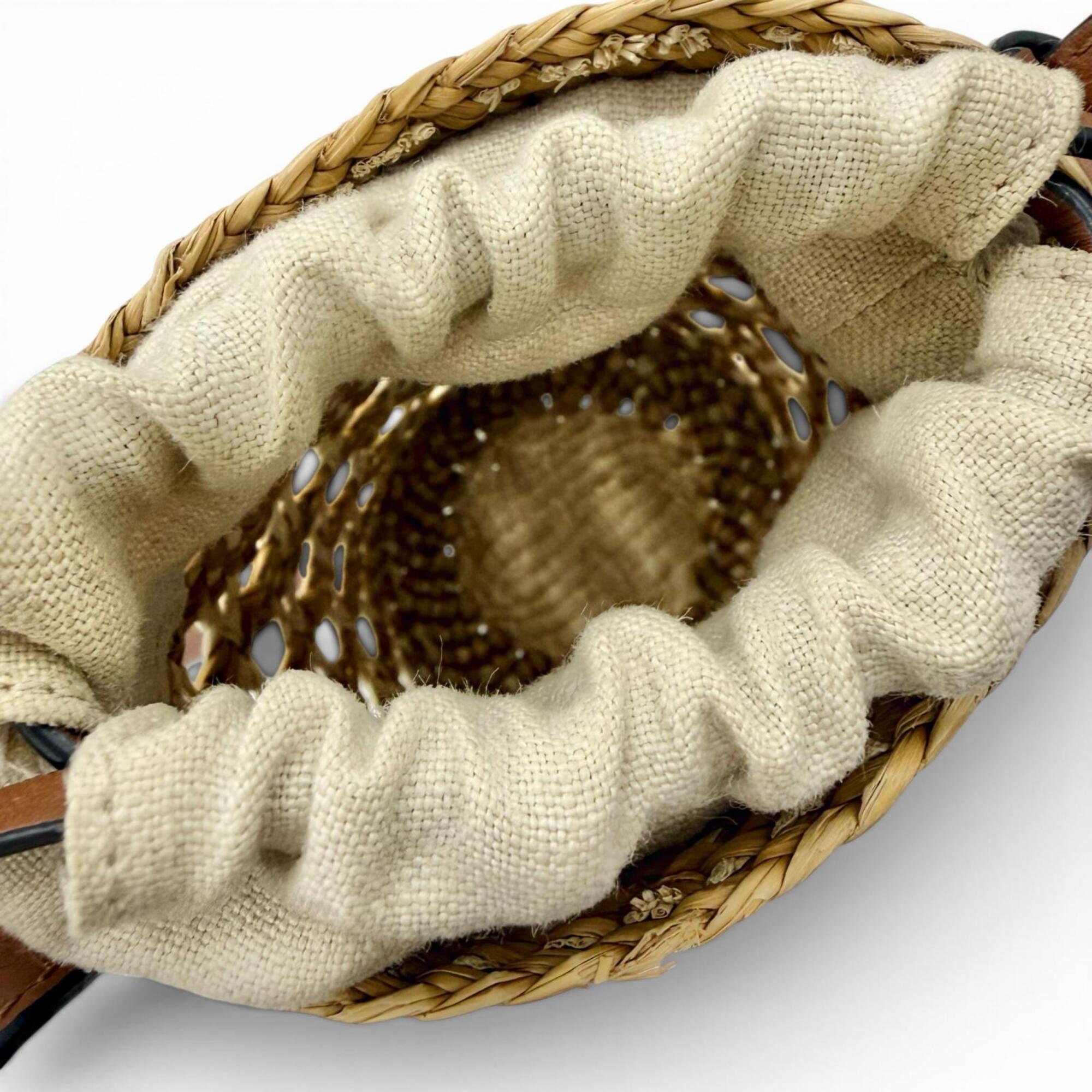 Loewe Beige Brown Raffia Leather Shoulder Bag (Pre-Owned)