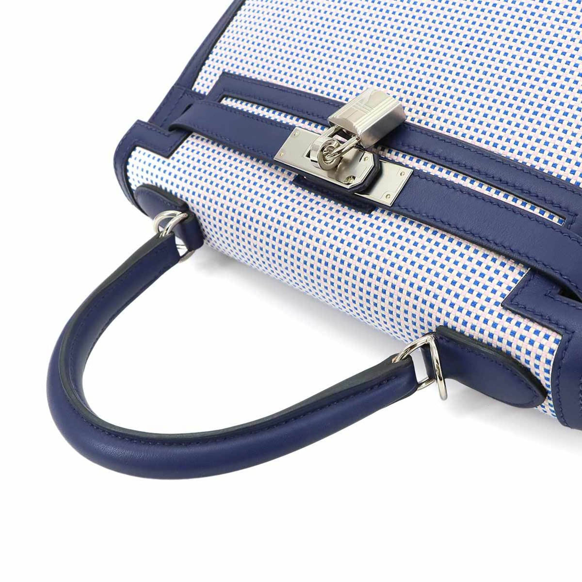 Hermes Bleu Saphir Ecru Swift Leather Handbag (Pre-Owned)