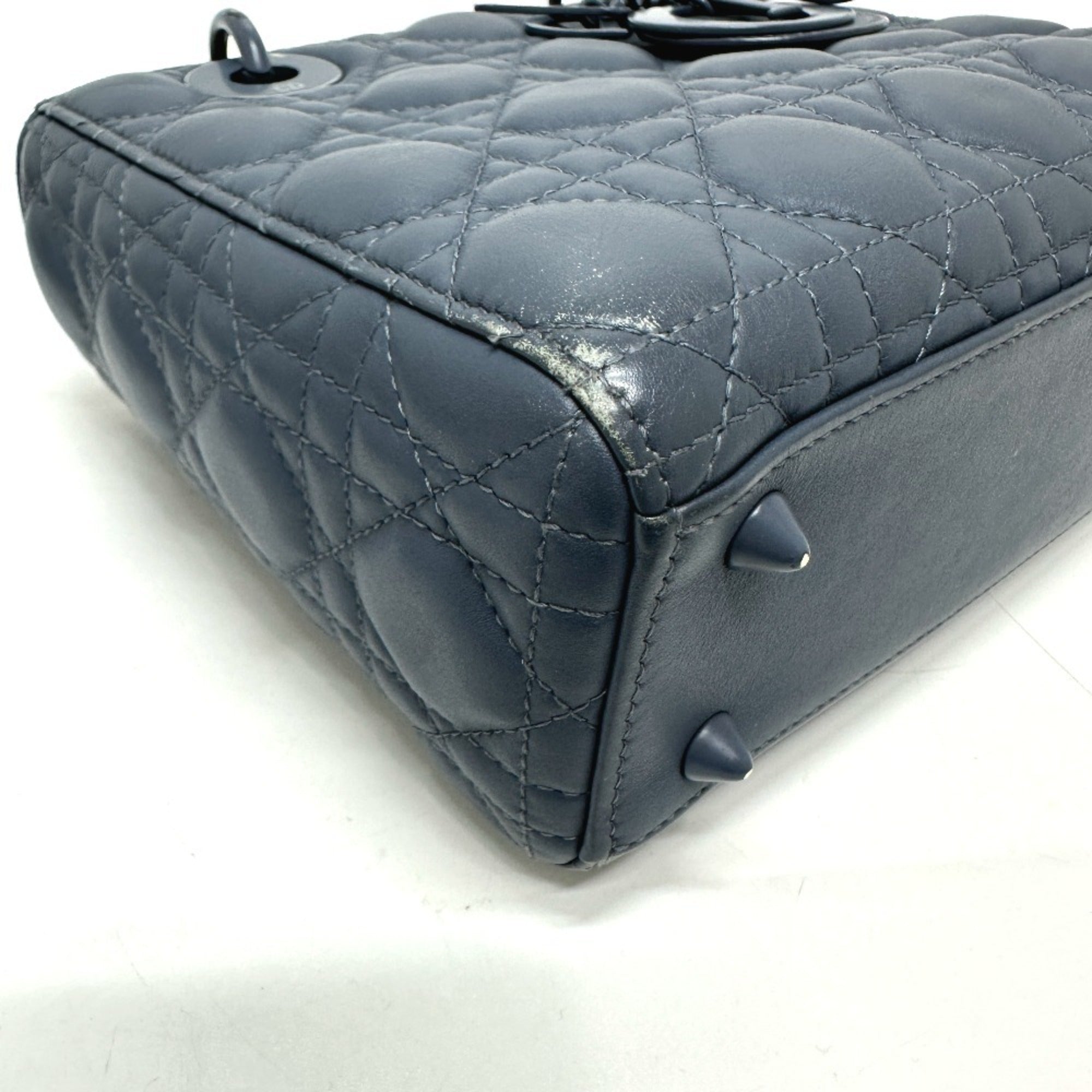 Christian Dior Blue Leather Handbag Shoulder Bag (Pre-Owned)